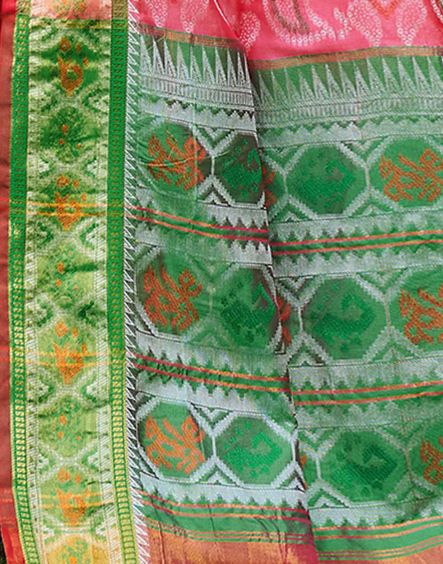 Light Pink Silk Woven Patola Saree