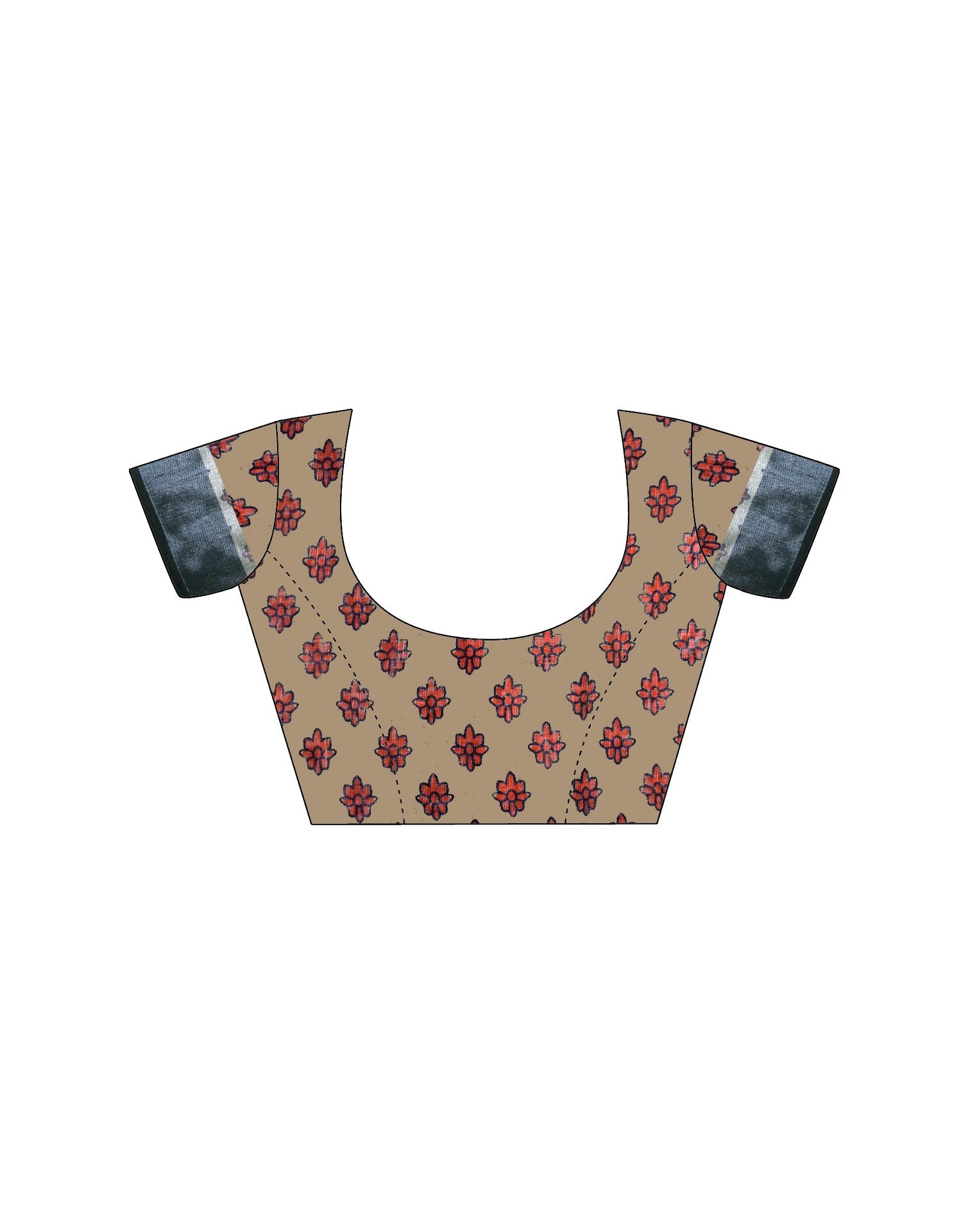 Khaki Linen Printed Saree