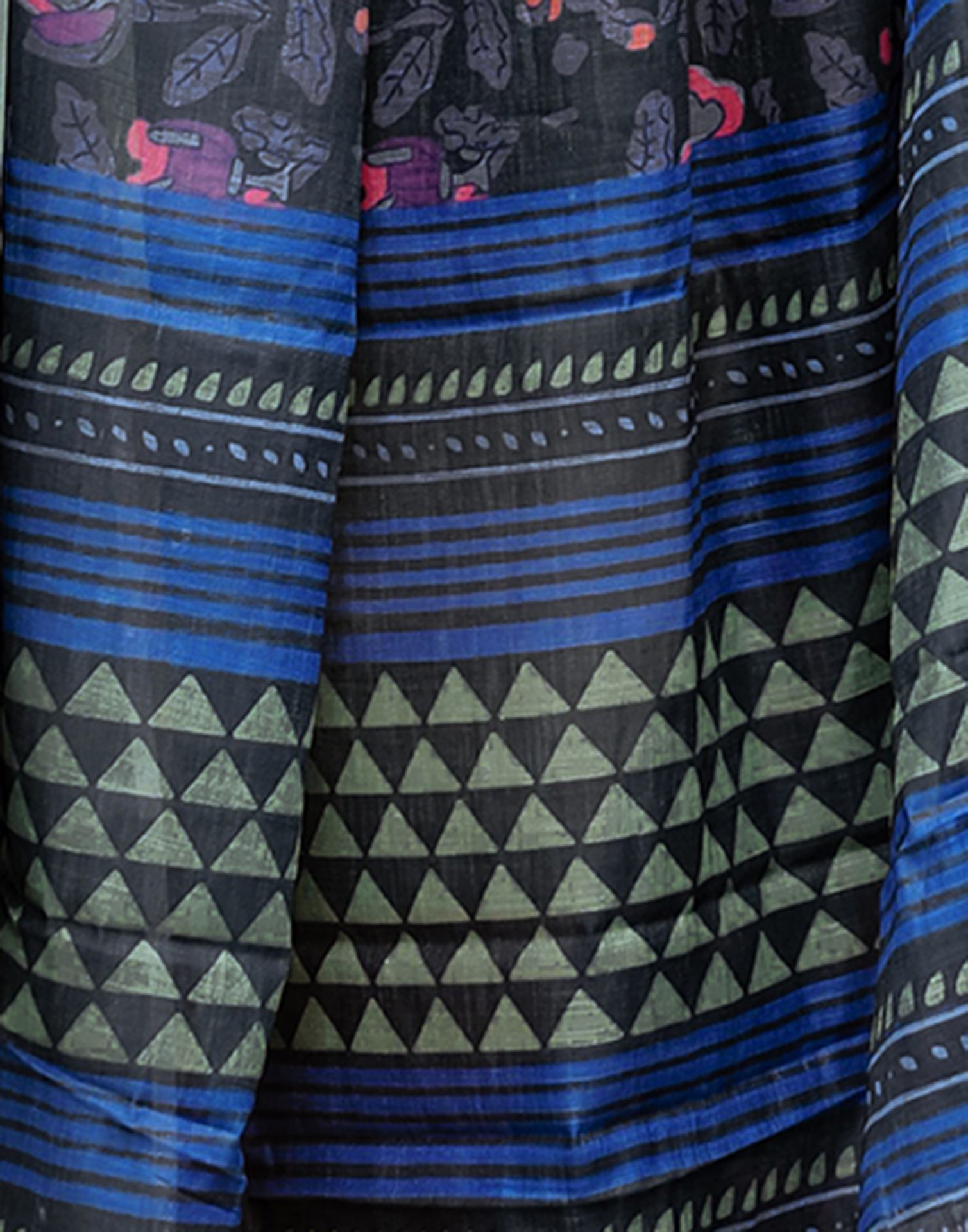 Black Linen Printed Saree