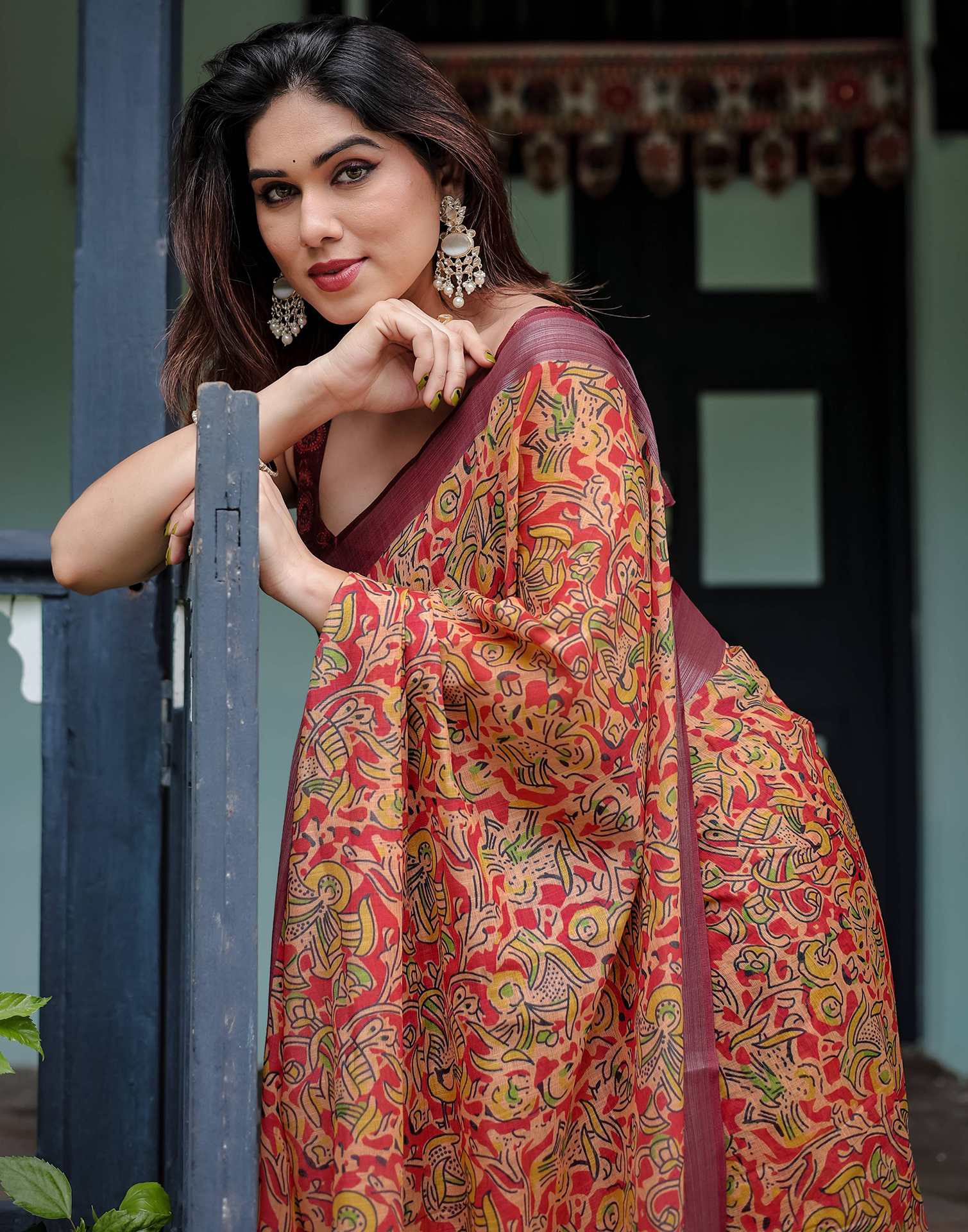 Pastel Yellow Linen Printed Saree
