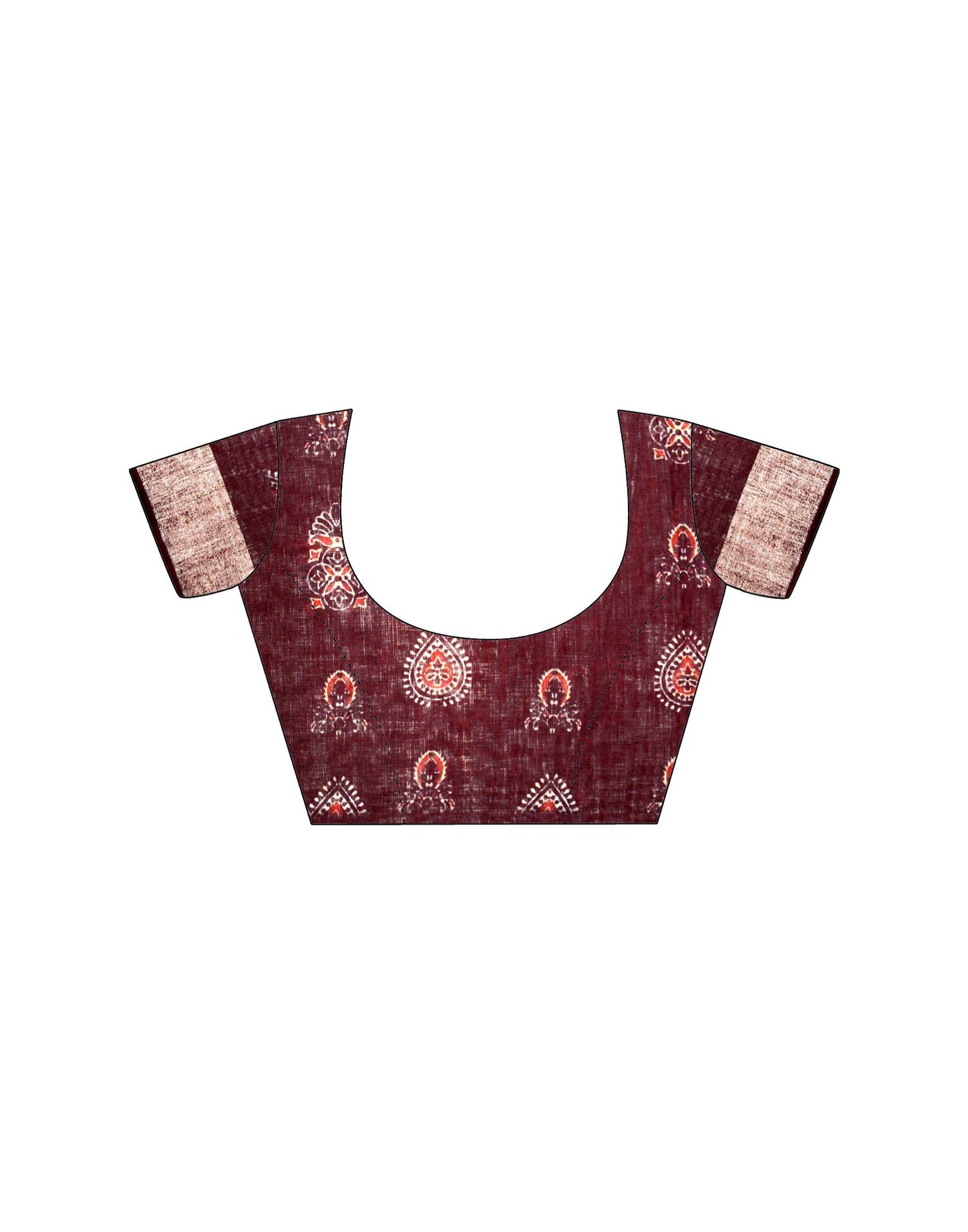 Maroon Linen Printed Saree