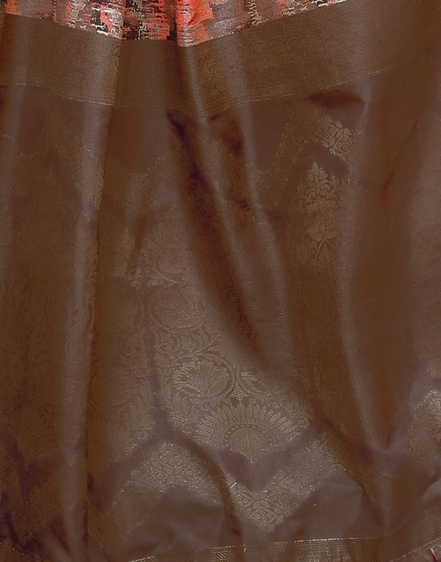 Coffee Brown Silk Printed Saree