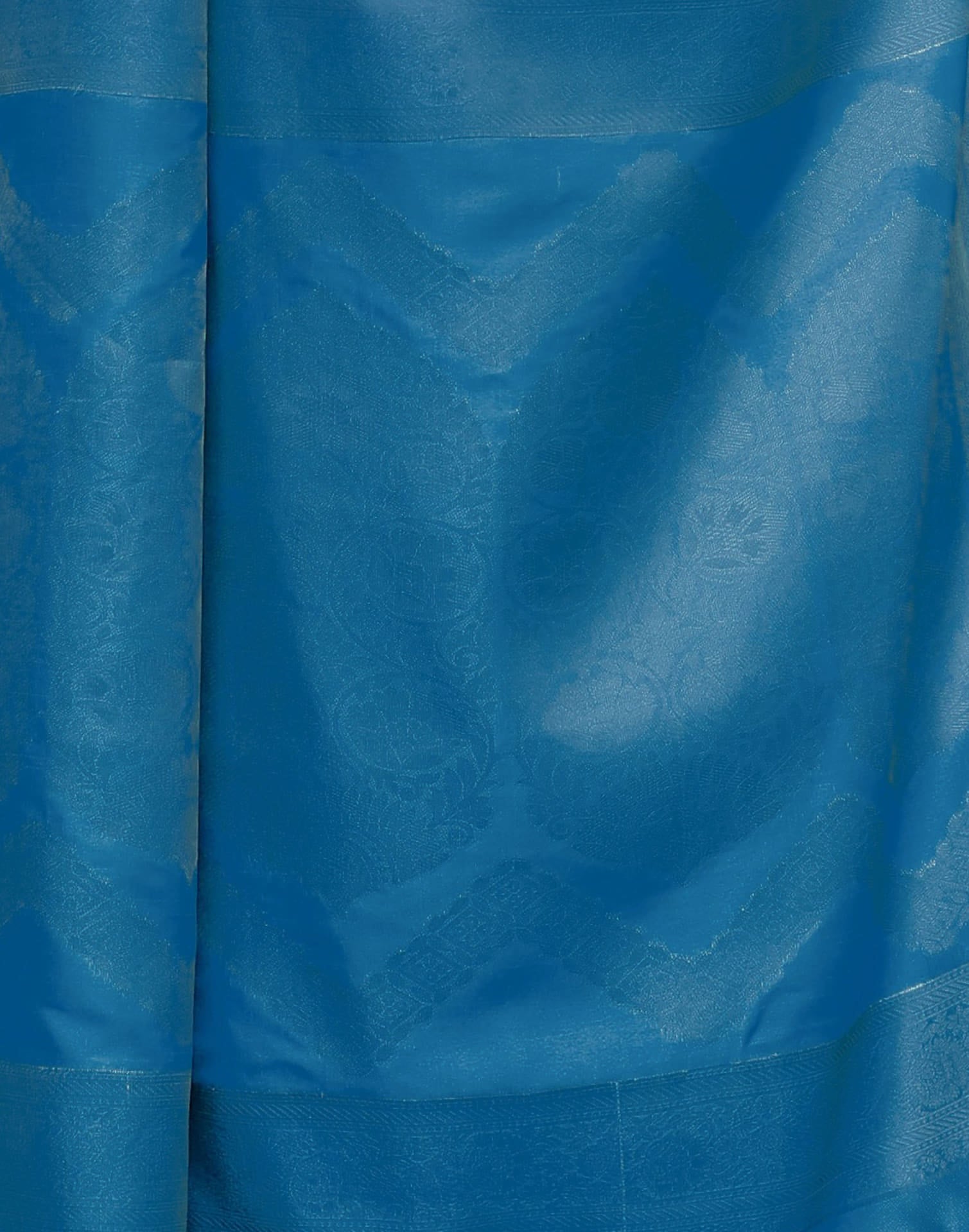 Teal Blue Silk Printed Saree