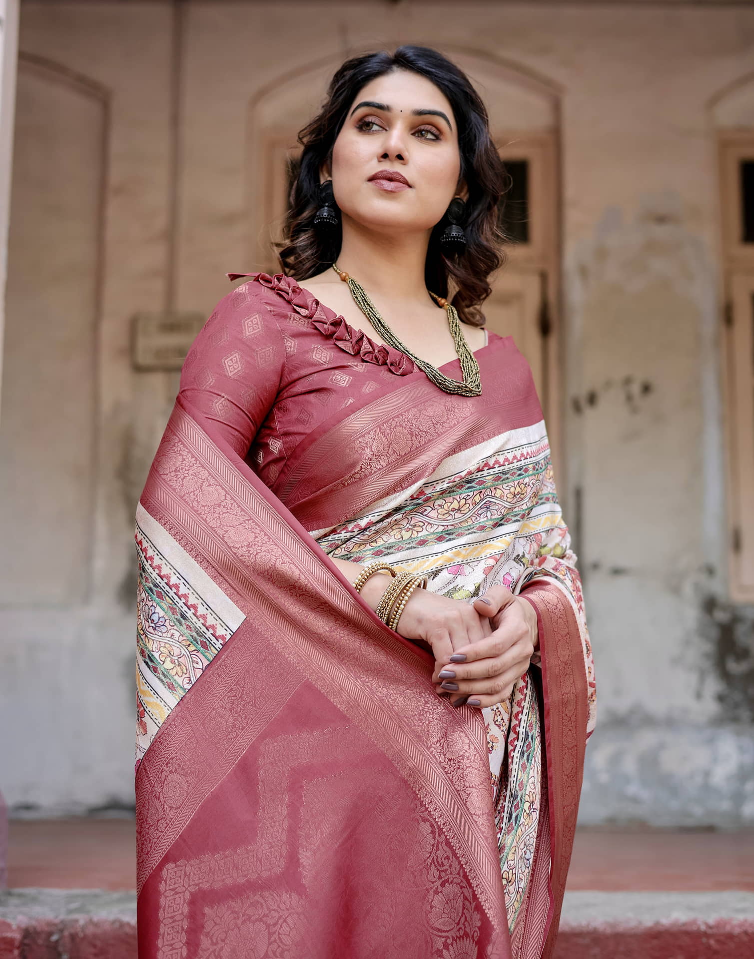 Red Silk Printed Saree