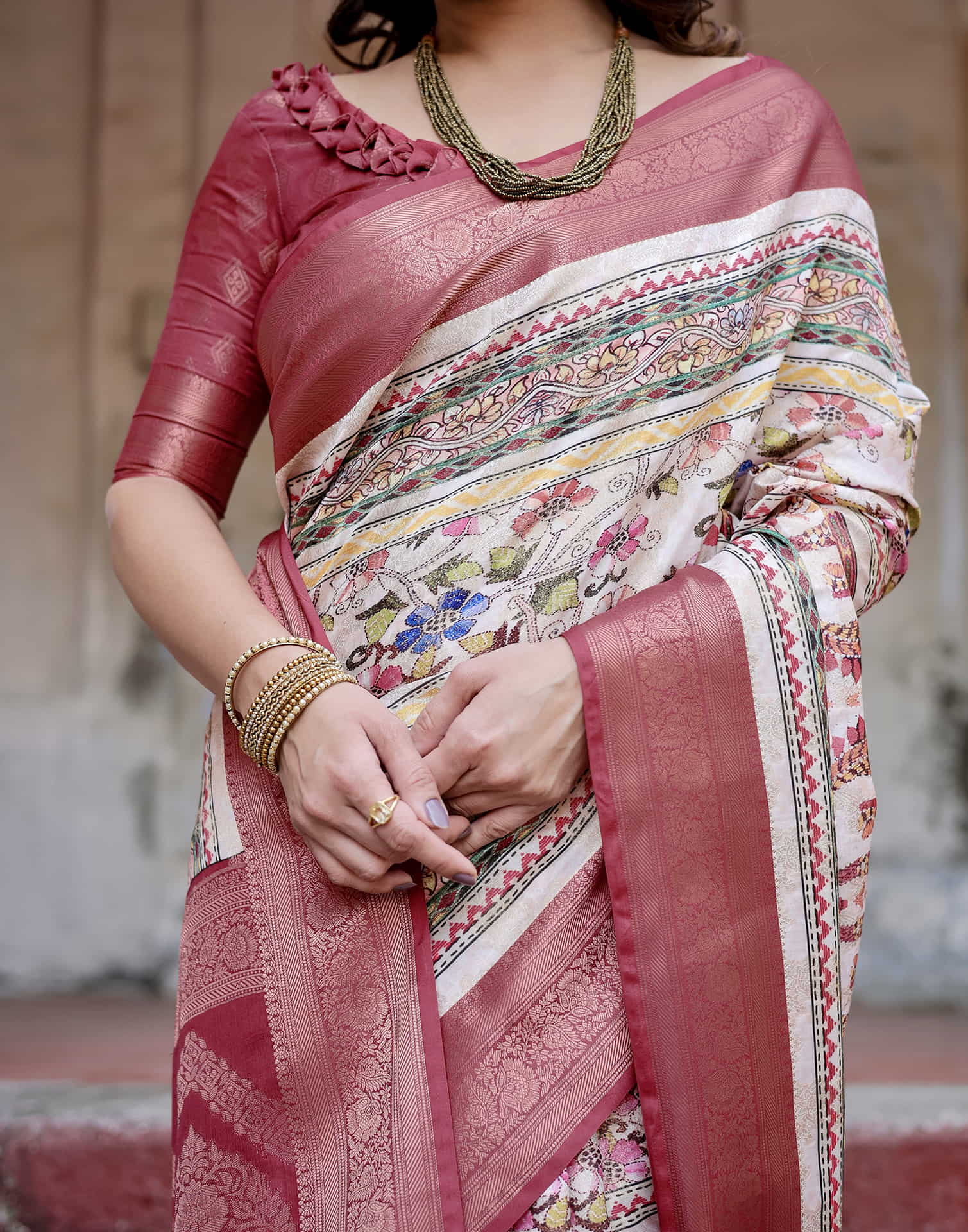 Red Silk Printed Saree