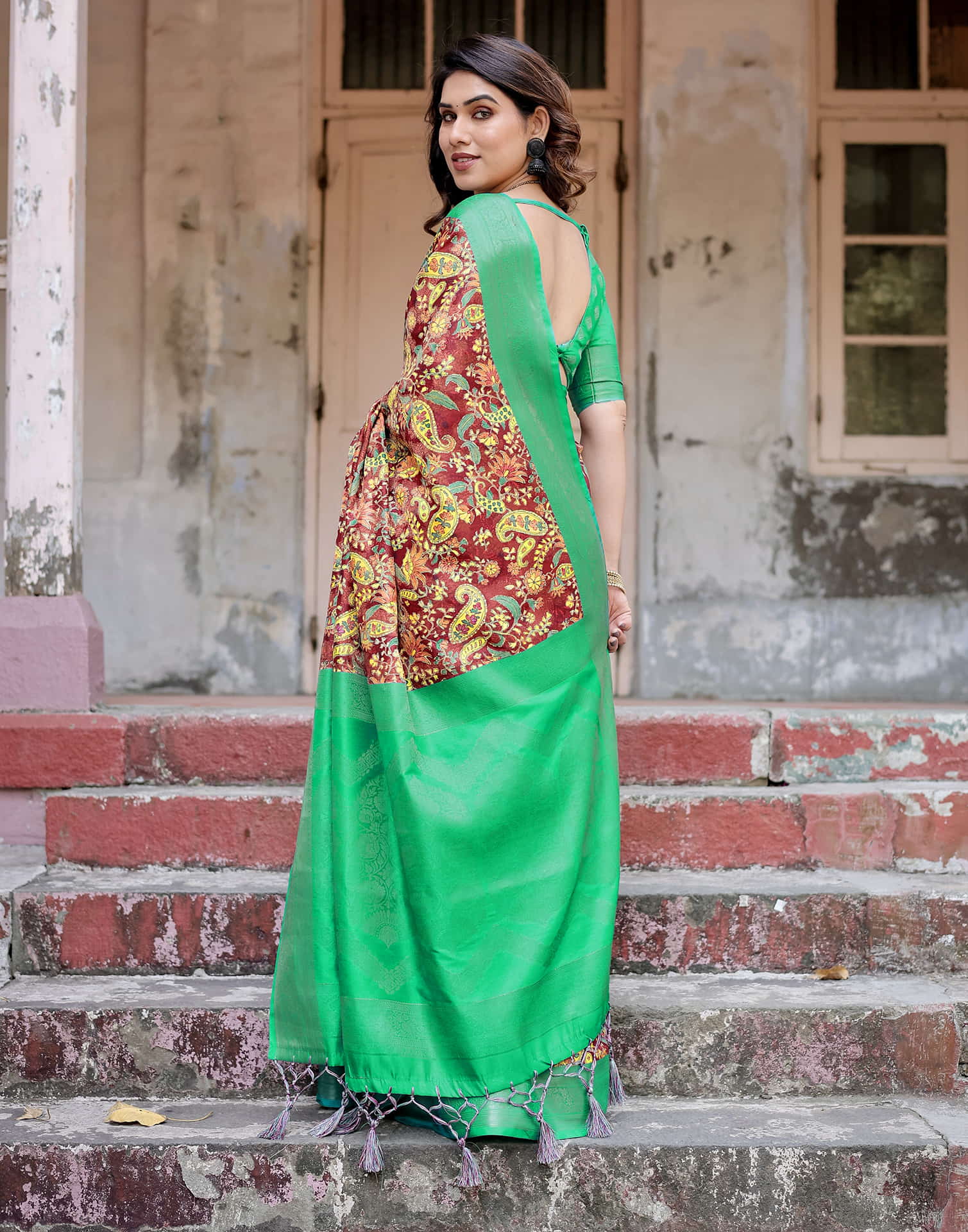 Green Silk Printed Saree