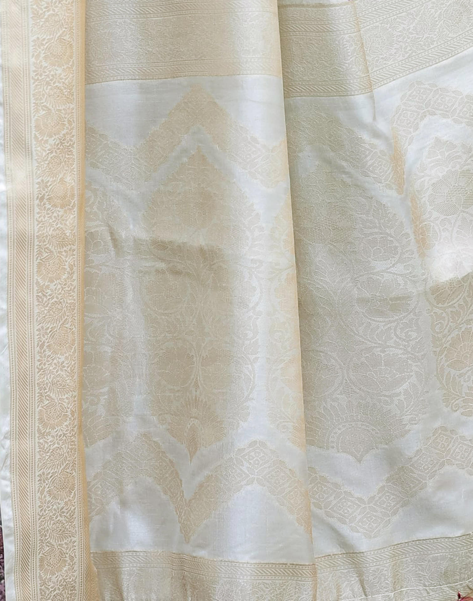 Beige Silk Printed Saree