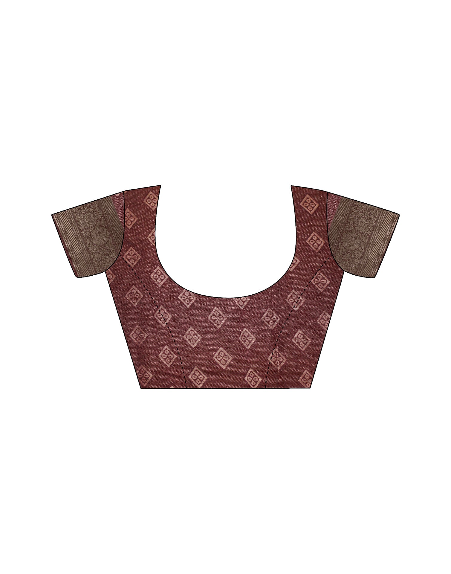 Dark Brown Silk Printed Saree