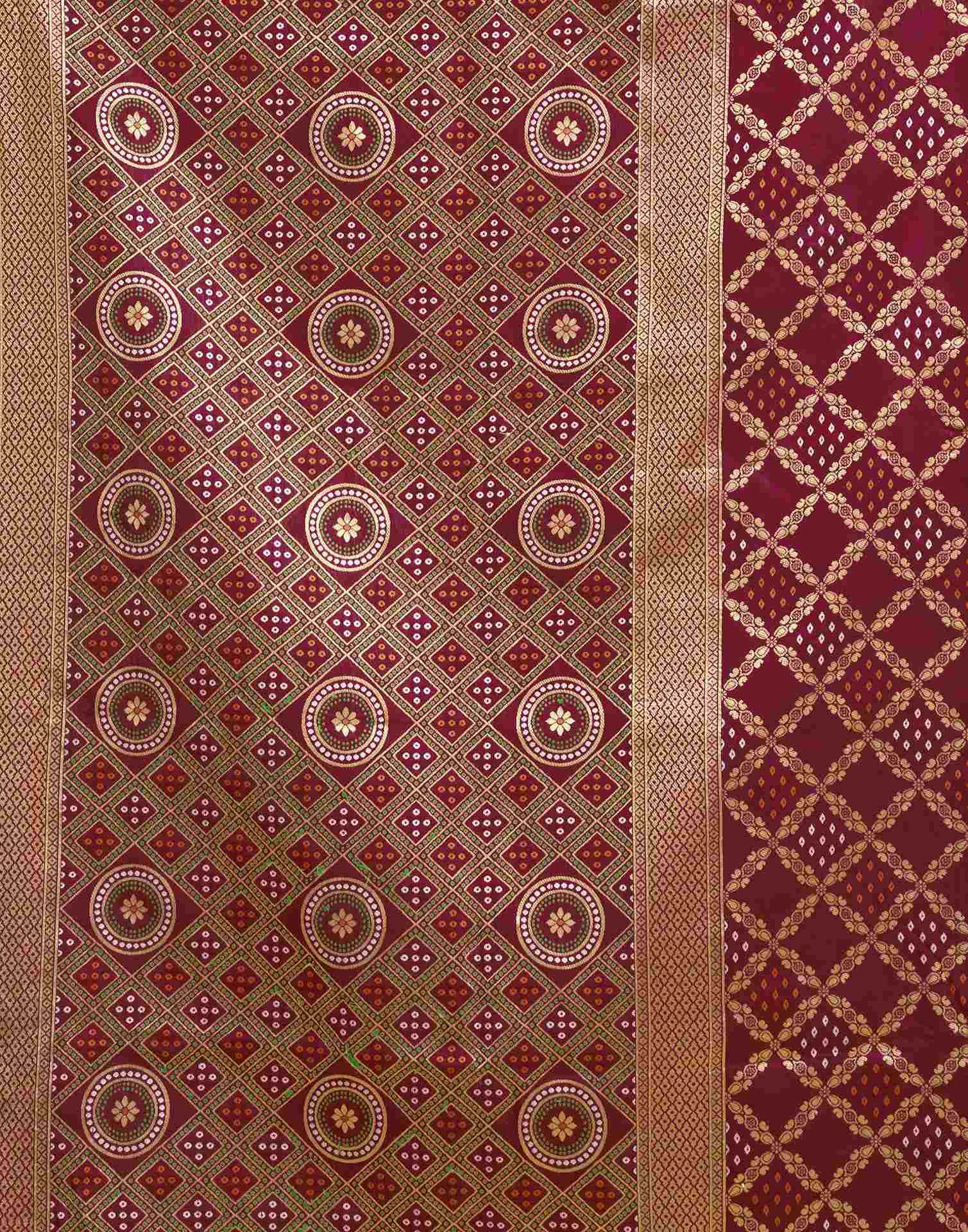 Maroon Silk Woven Banarasi Saree