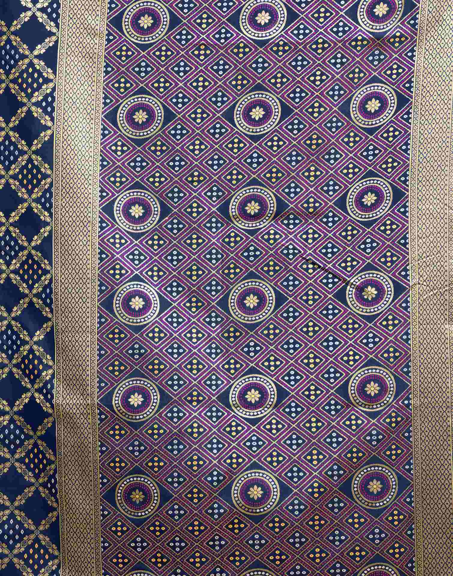 Dark Blue Silk Woven Banarasi Saree