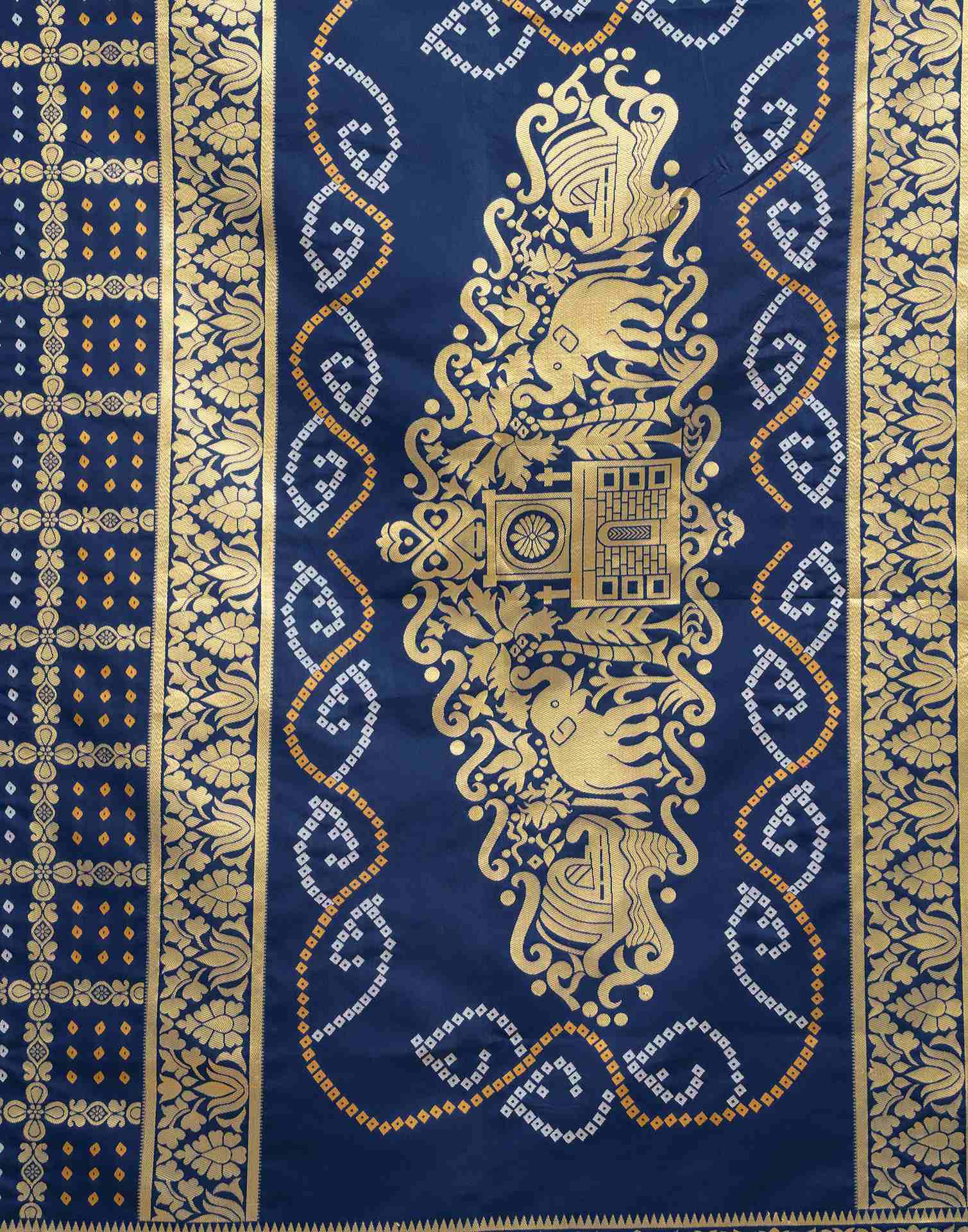 Dark Blue Silk Woven Banarasi Saree