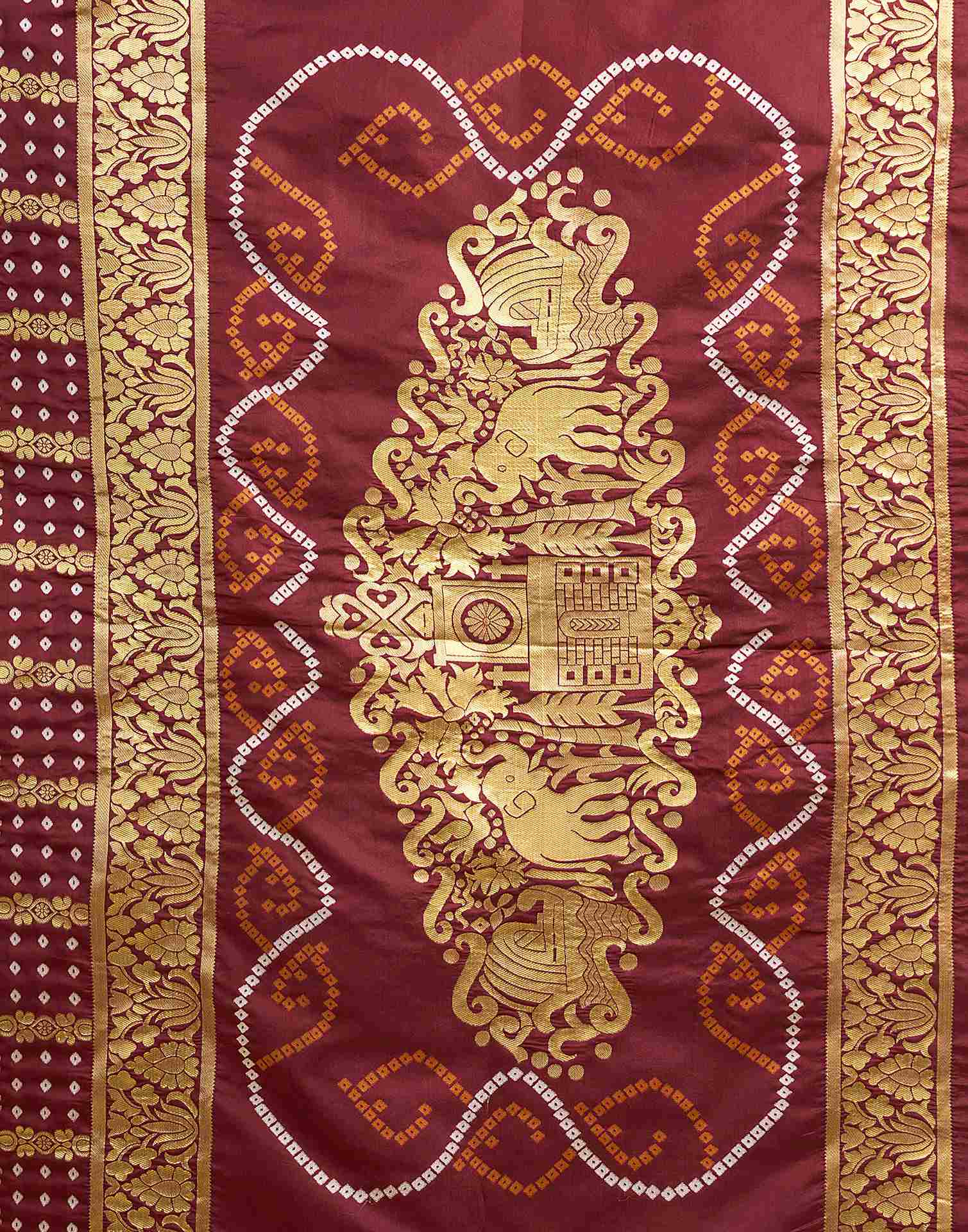 Maroon Silk Woven Banarasi Saree