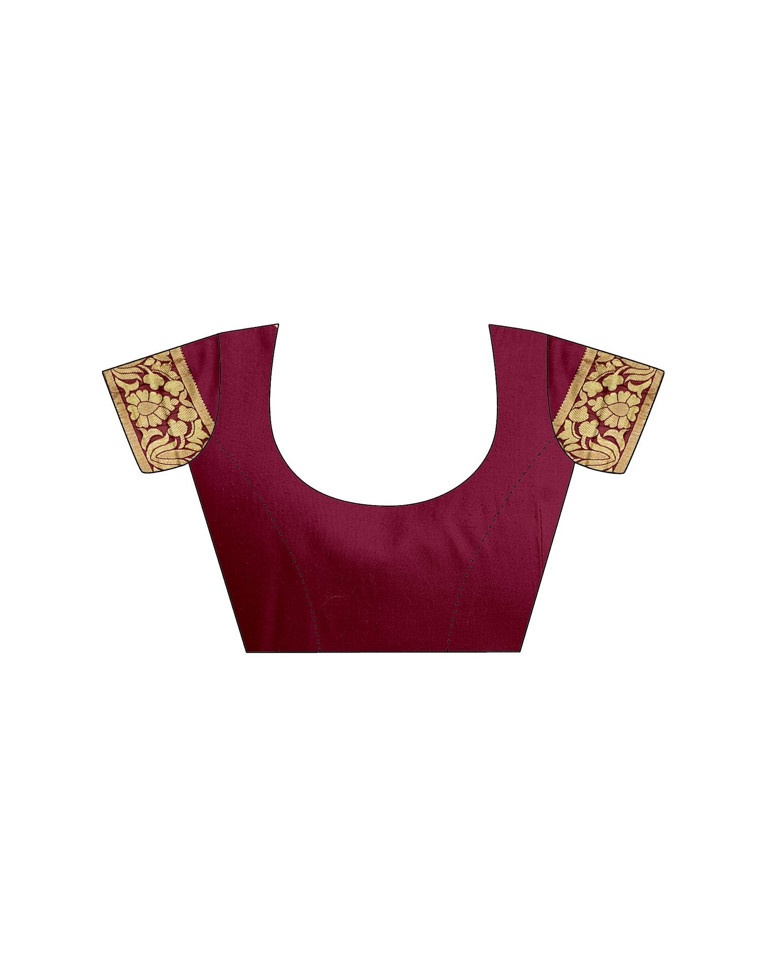 Maroon Silk Woven Banarasi Saree