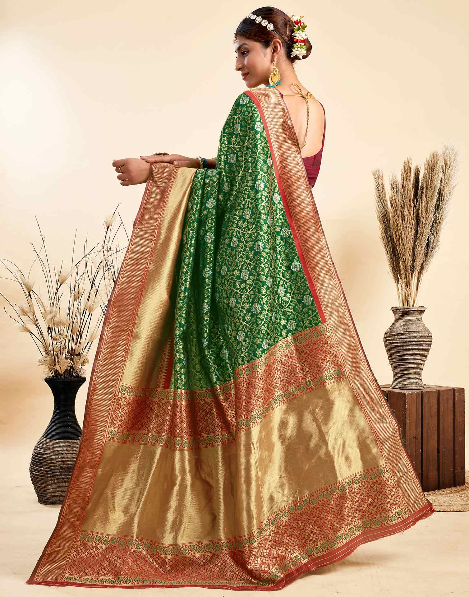 Green Silk Woven Banarasi Saree