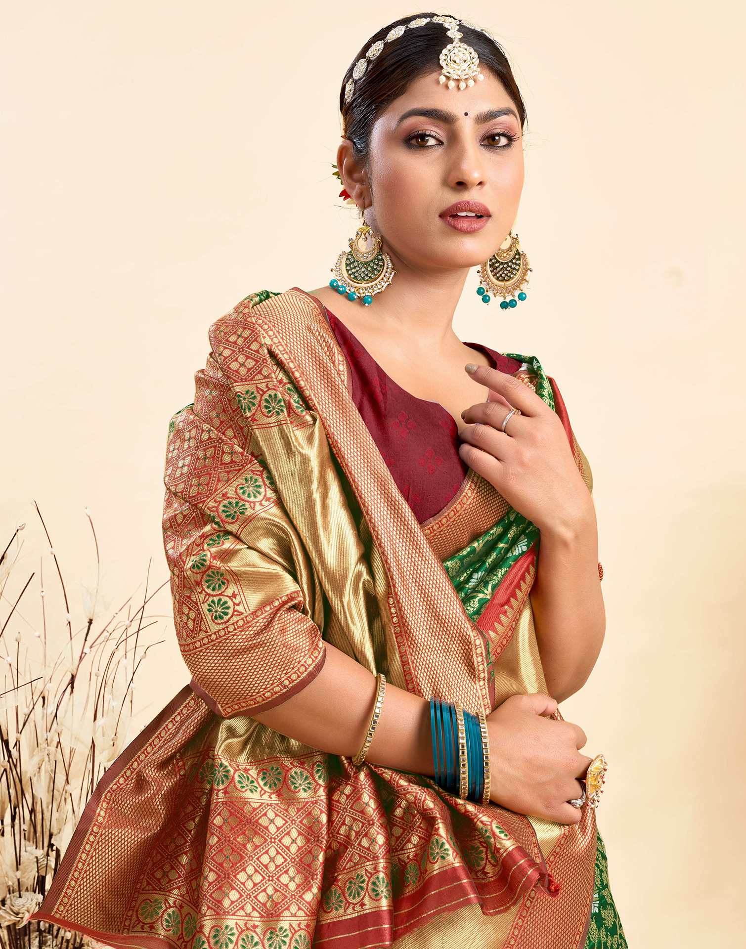Green Silk Woven Banarasi Saree