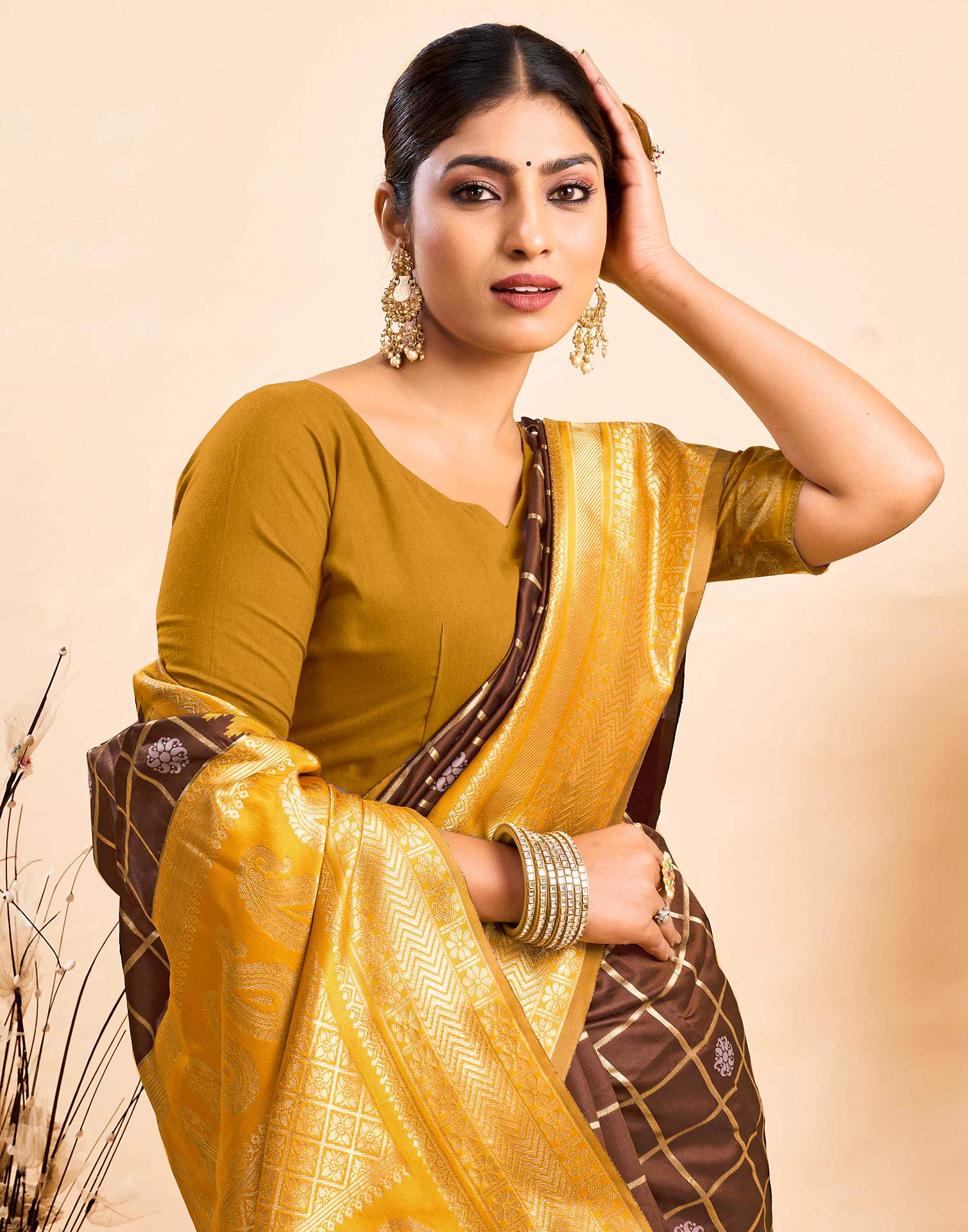 Brown Silk Woven Kanjivaram Saree