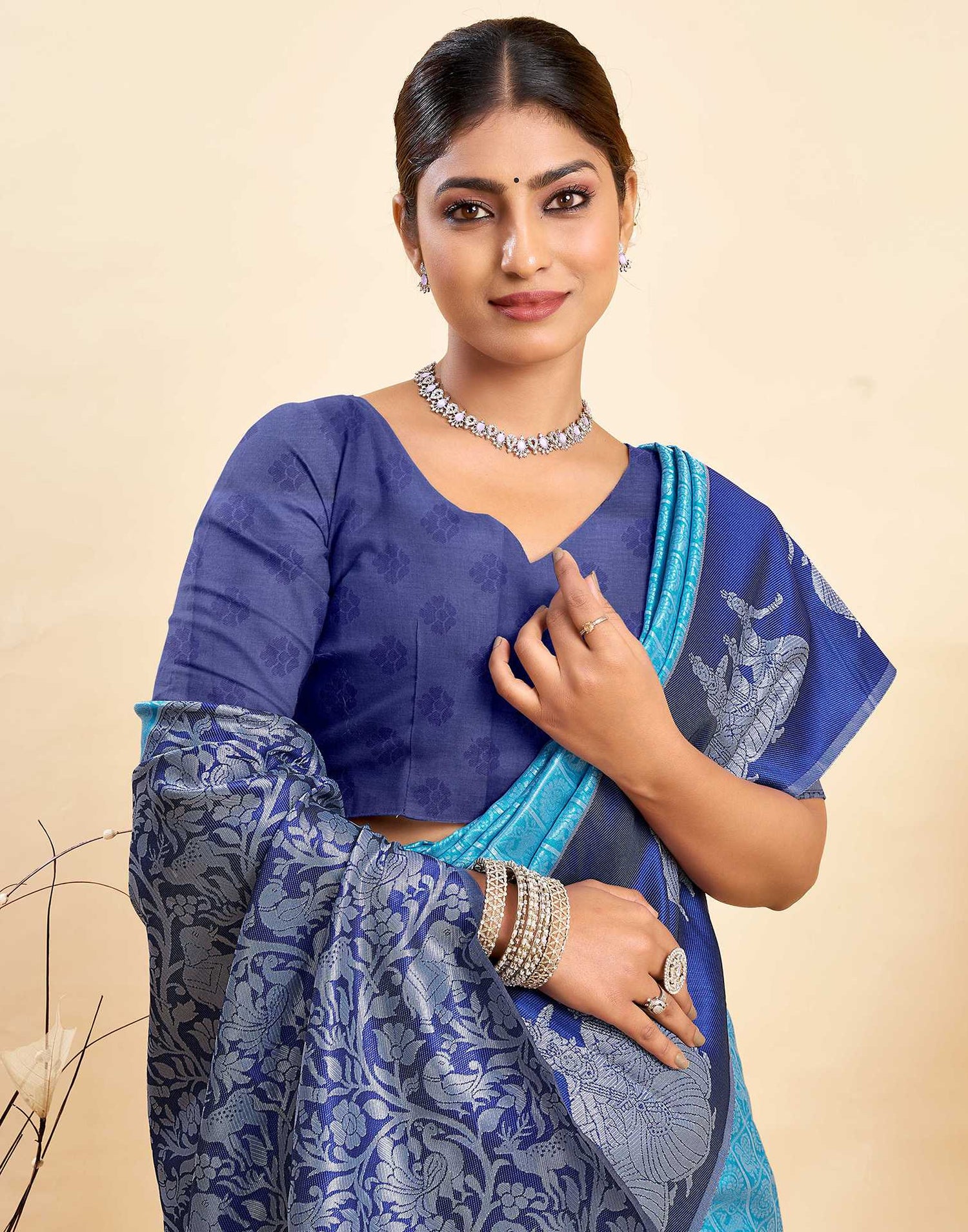 Blue Silk Woven Kanjivaram Saree