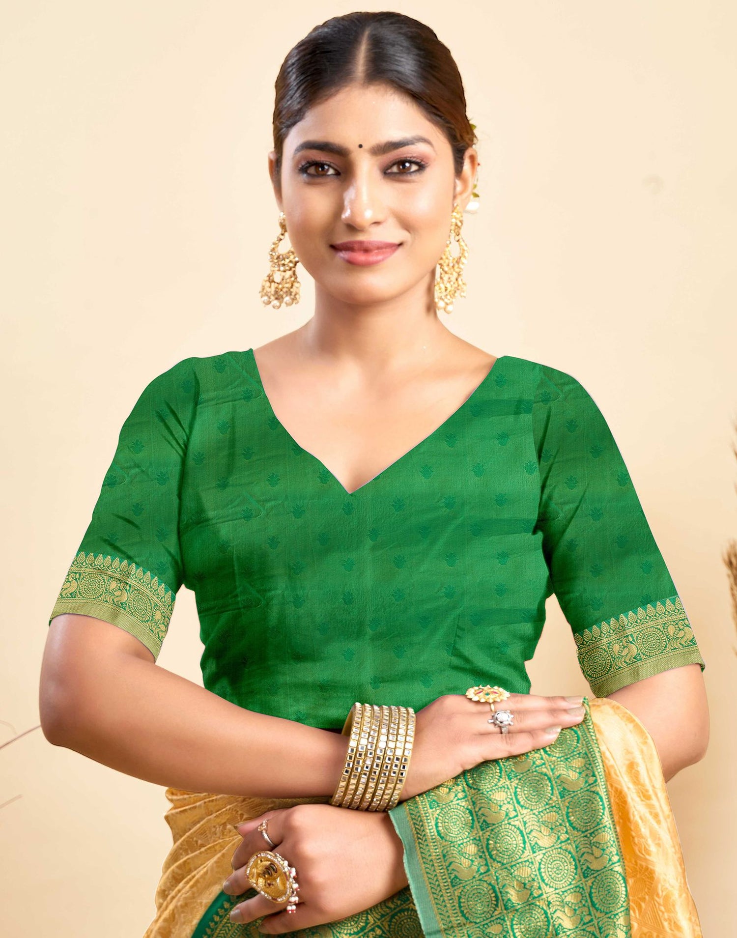 Beige Silk Woven Kanjivaram Saree