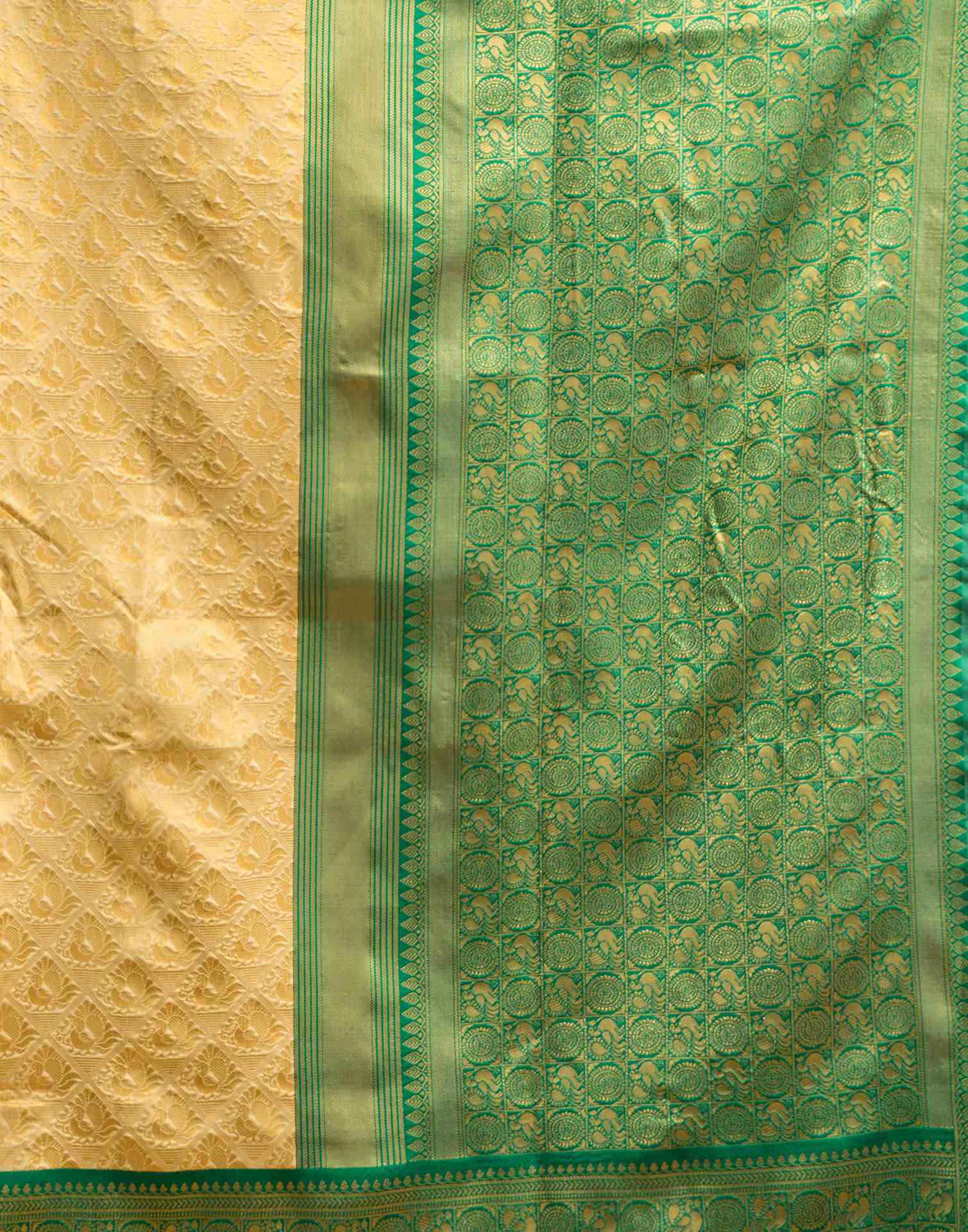 Beige Silk Woven Kanjivaram Saree