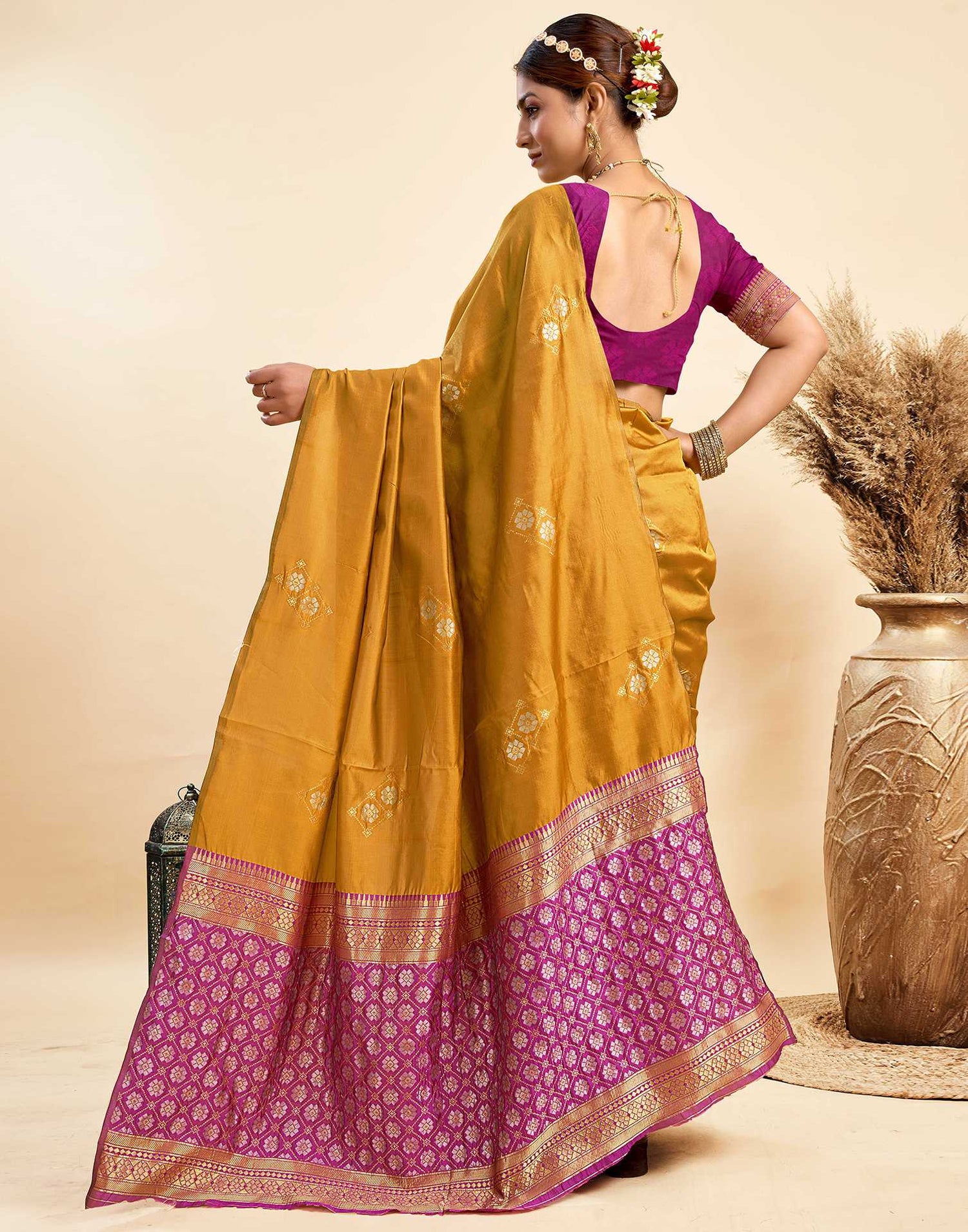 Mustard Yellow Silk Woven Saree
