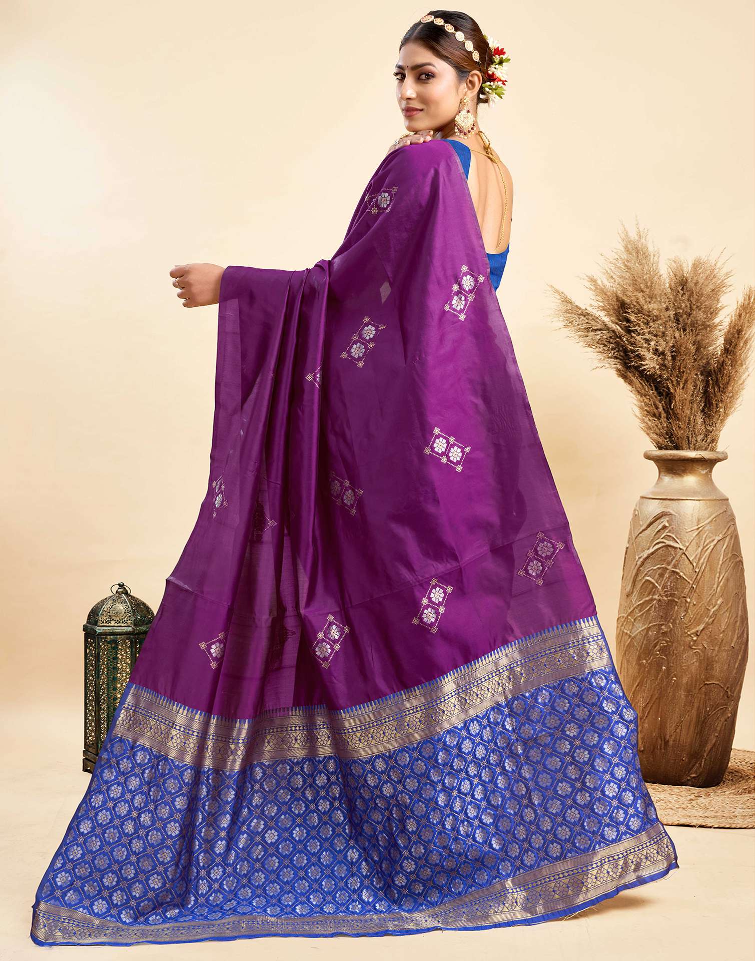 Dark Purple Silk Woven Saree