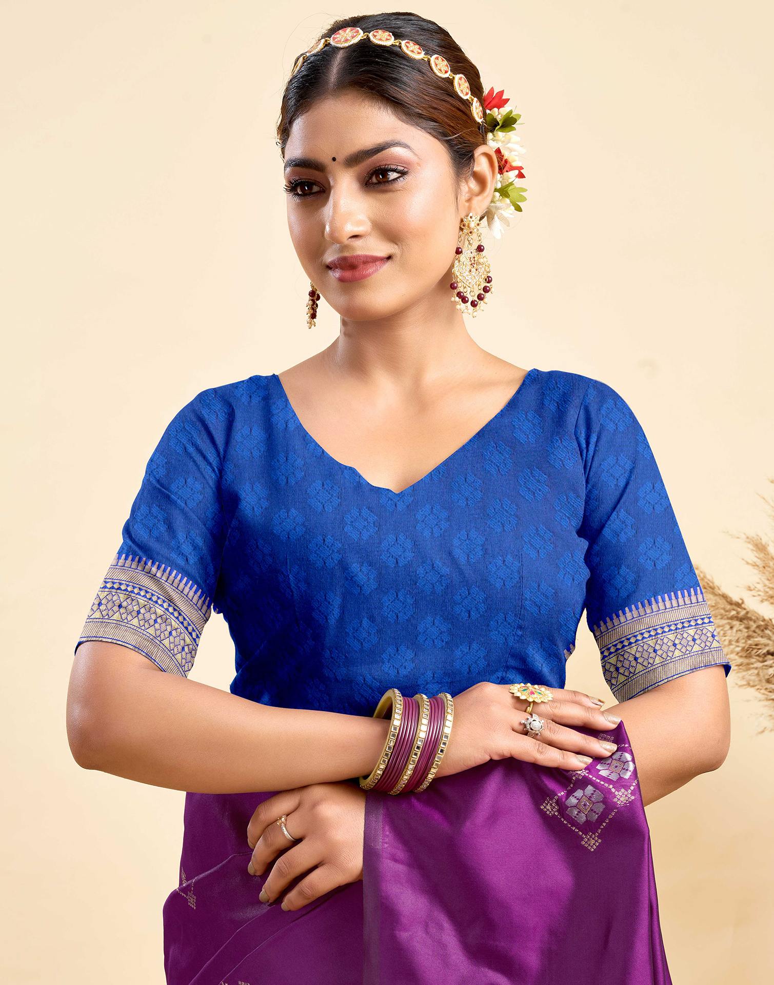 Dark Purple Silk Woven Saree