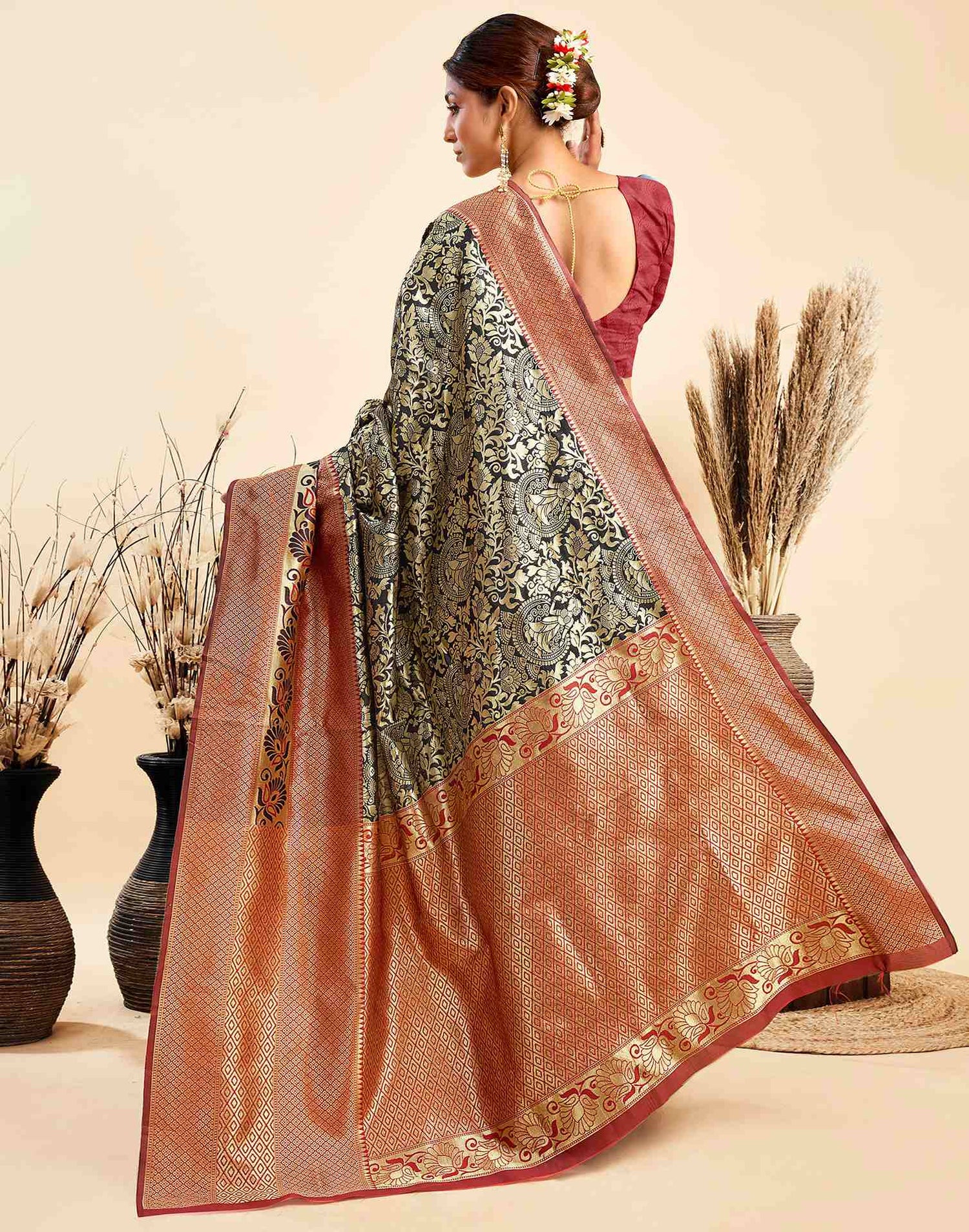 Black Silk Woven Banarasi Saree