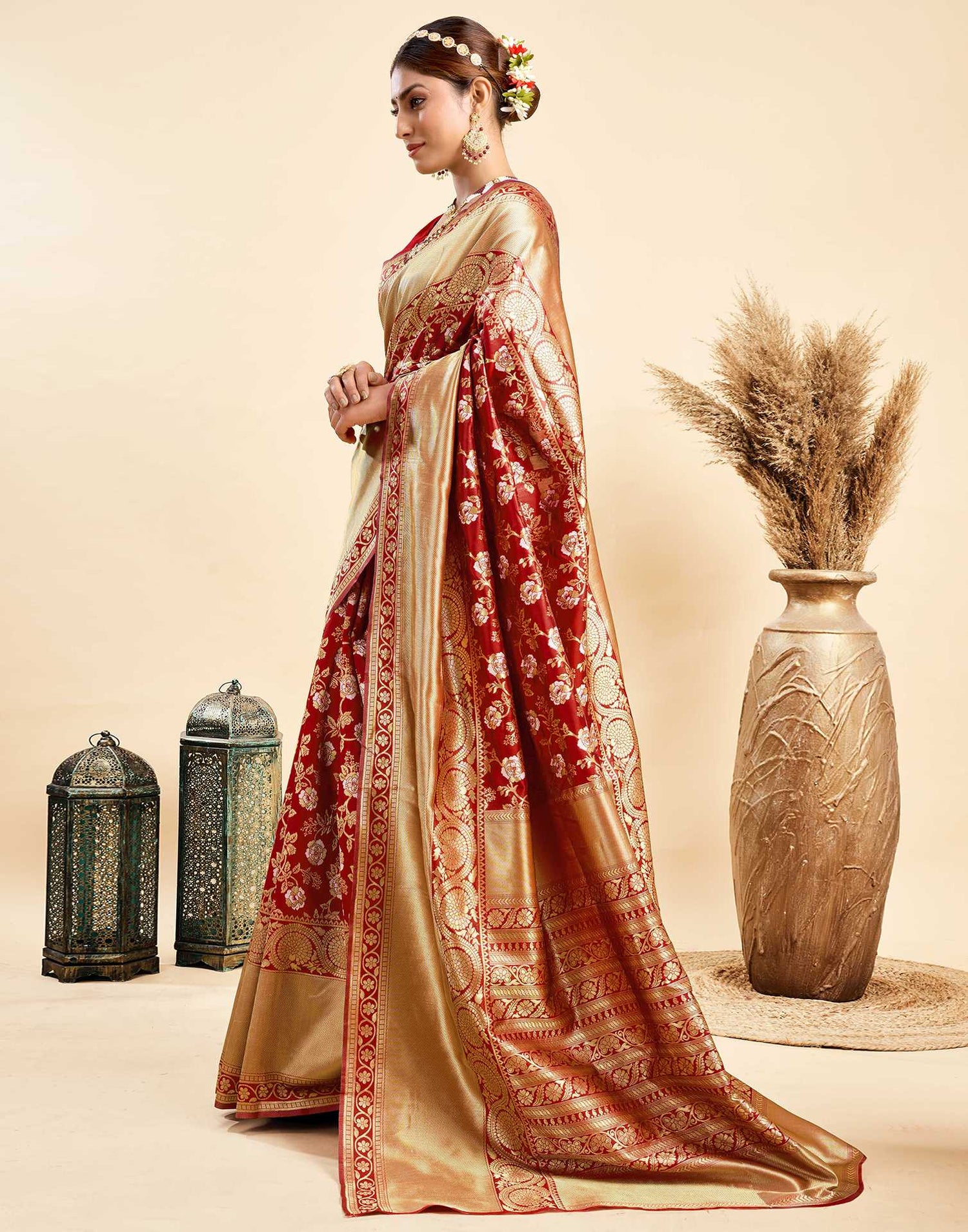Red Silk Woven Banarasi Saree