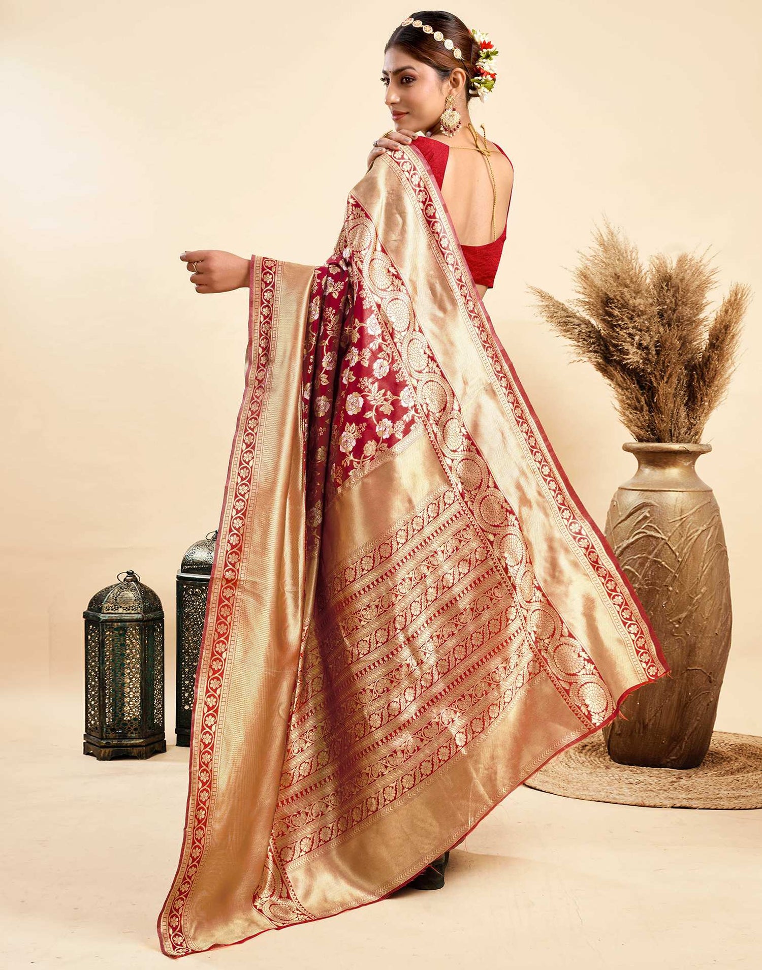 Red Silk Woven Banarasi Saree