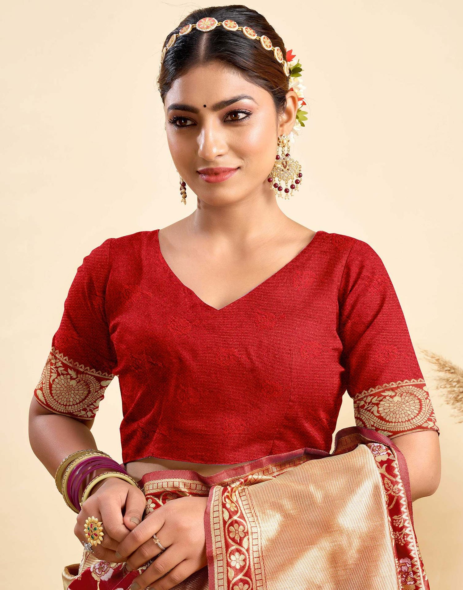 Red Silk Woven Banarasi Saree