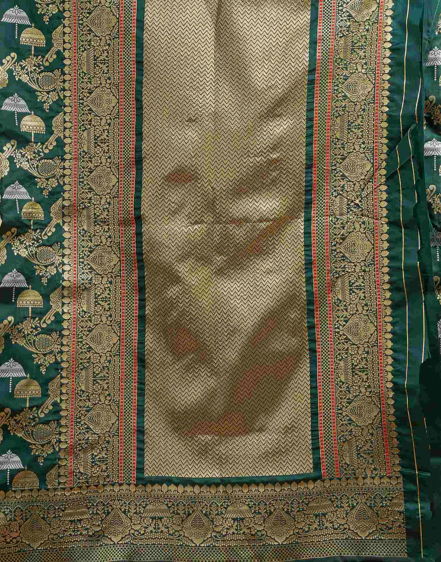 Dark Green Silk Woven Banarasi Saree