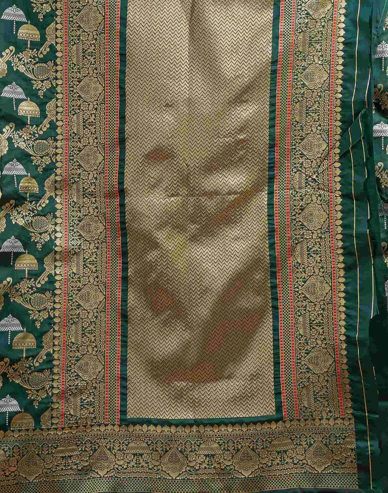 Dark Green Silk Woven Banarasi Saree