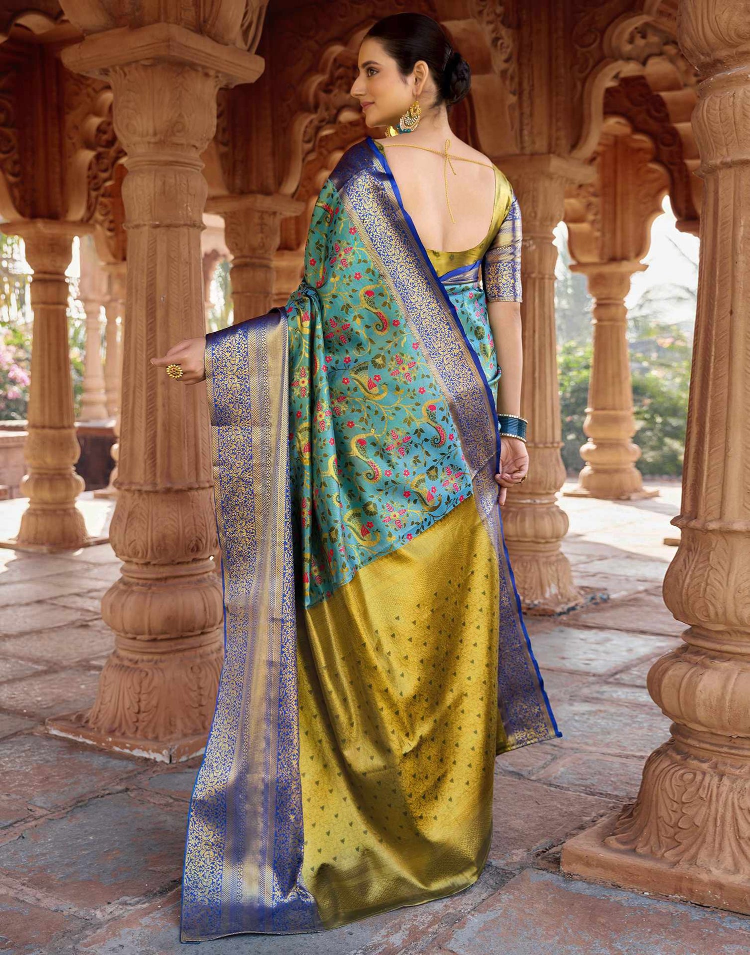 Sky Blue Silk Woven Kanjivaram Saree