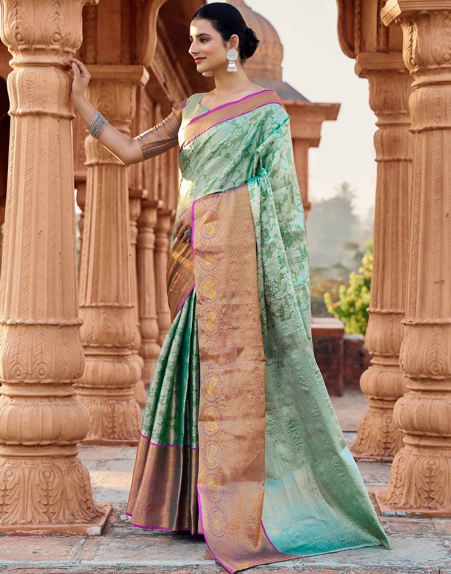 Green Silk Woven Kanjivaram Saree