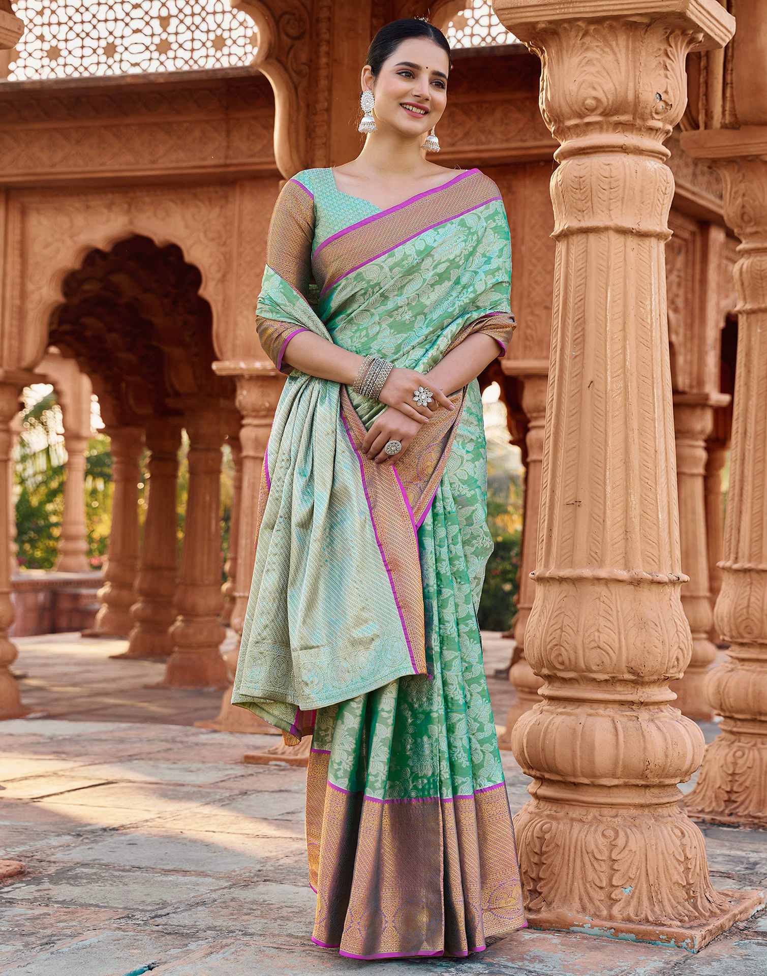 Green Silk Woven Kanjivaram Saree