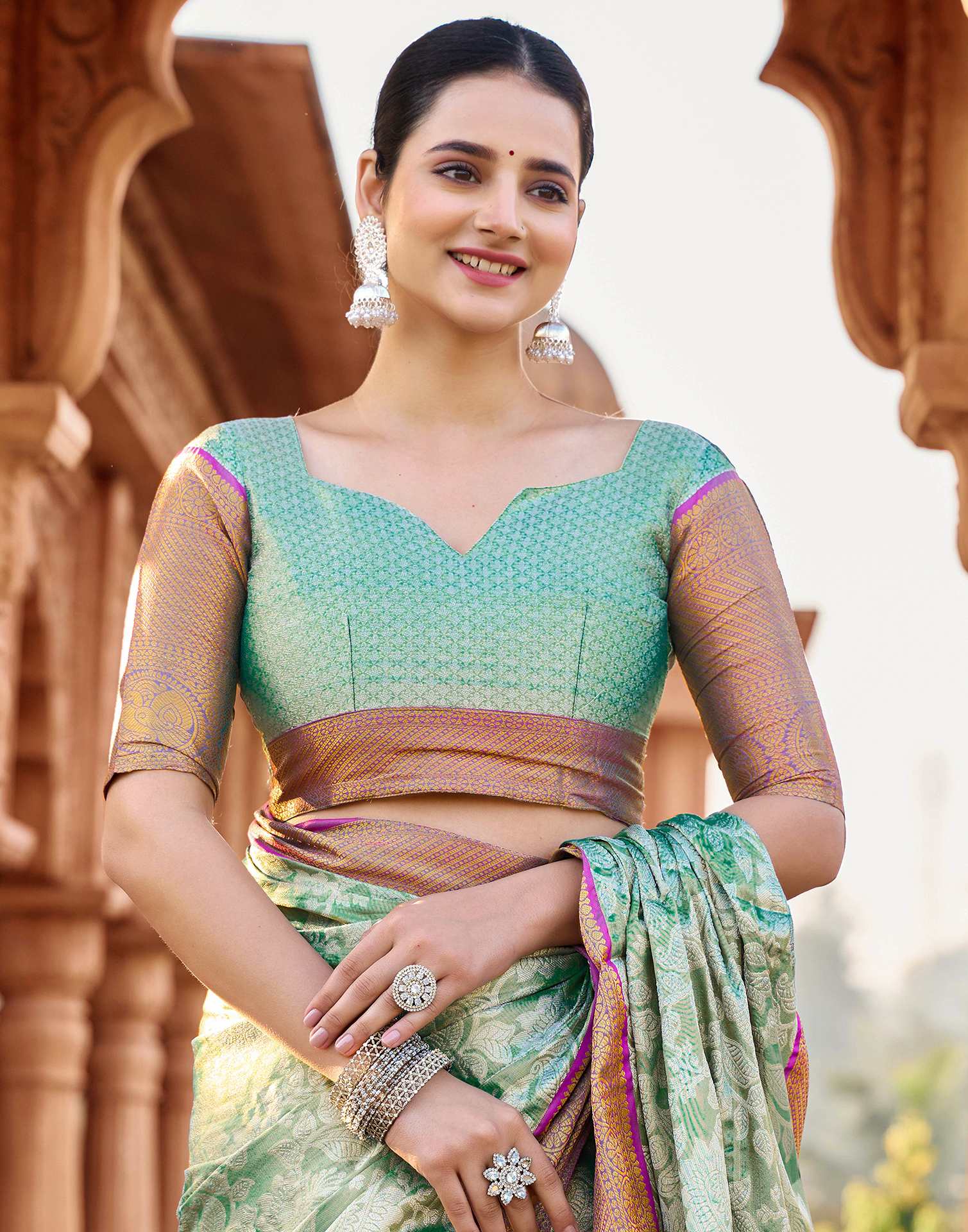 Green Silk Woven Kanjivaram Saree