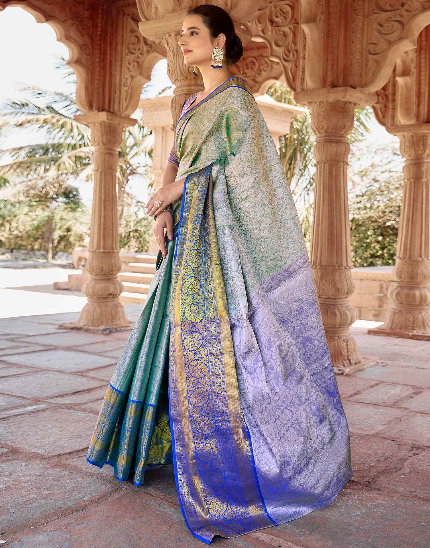 Light Green Silk Woven Kanjivaram Saree