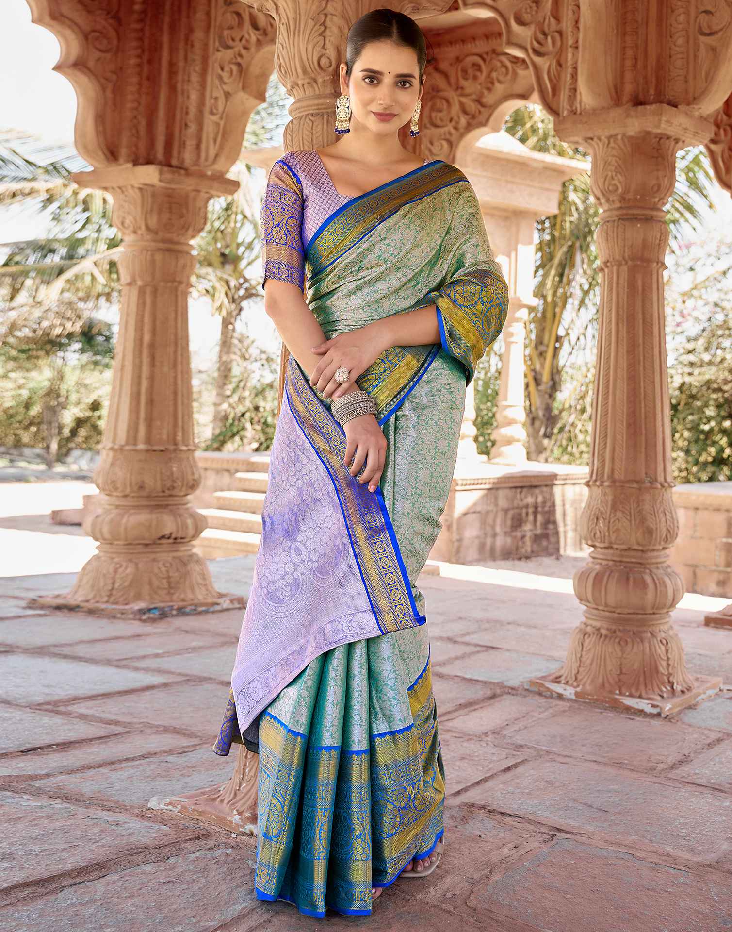 Light Green Silk Woven Kanjivaram Saree