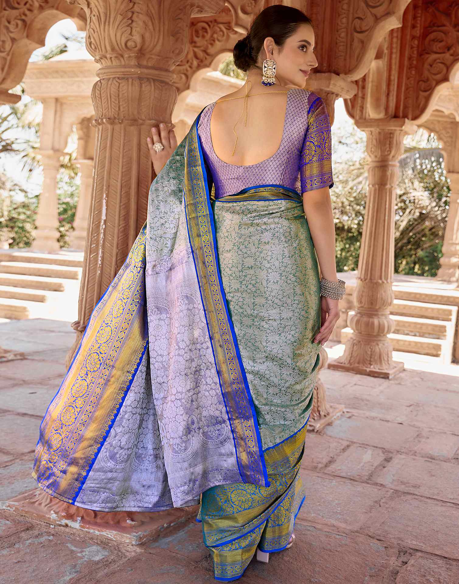 Light Green Silk Woven Kanjivaram Saree