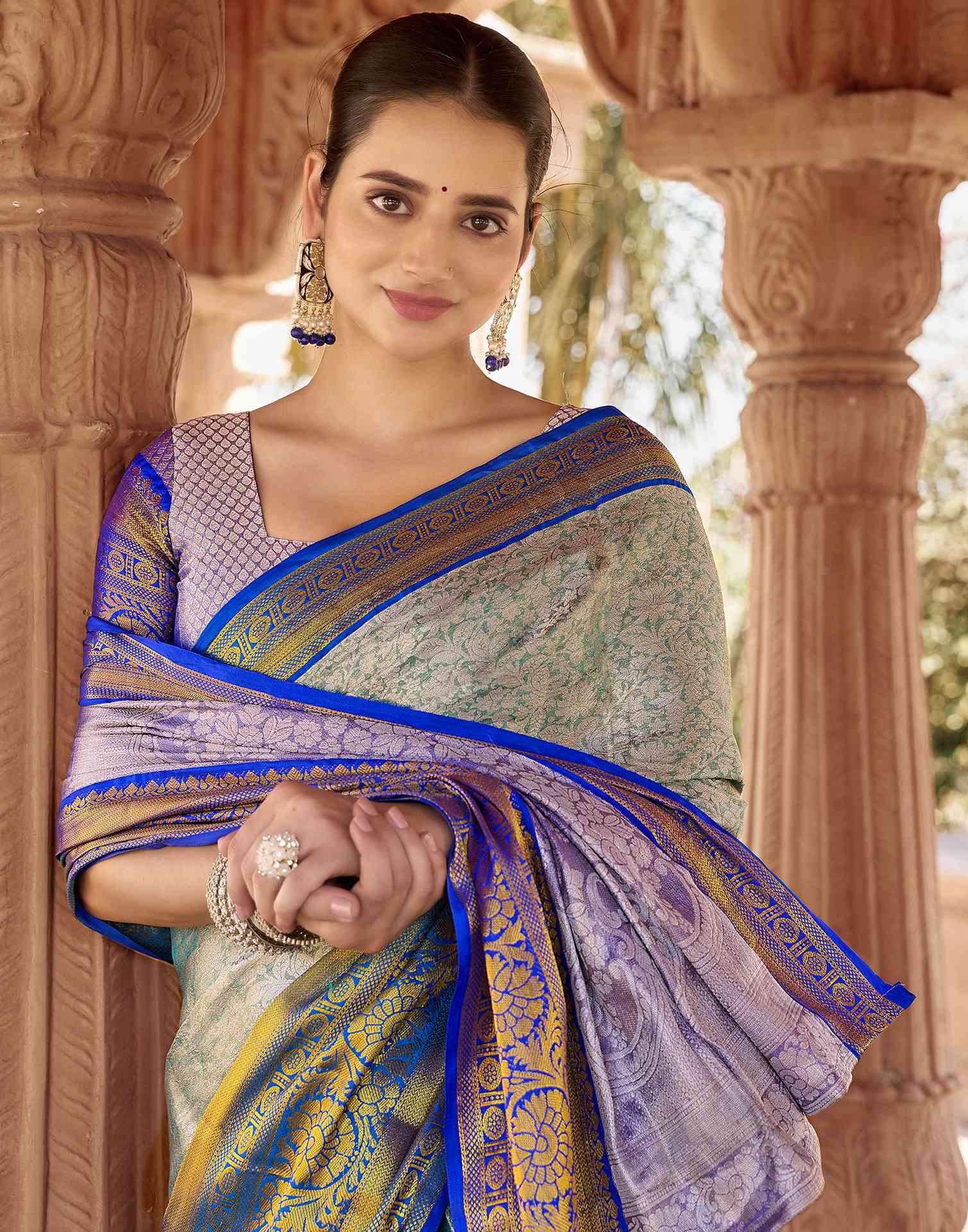 Light Green Silk Woven Kanjivaram Saree