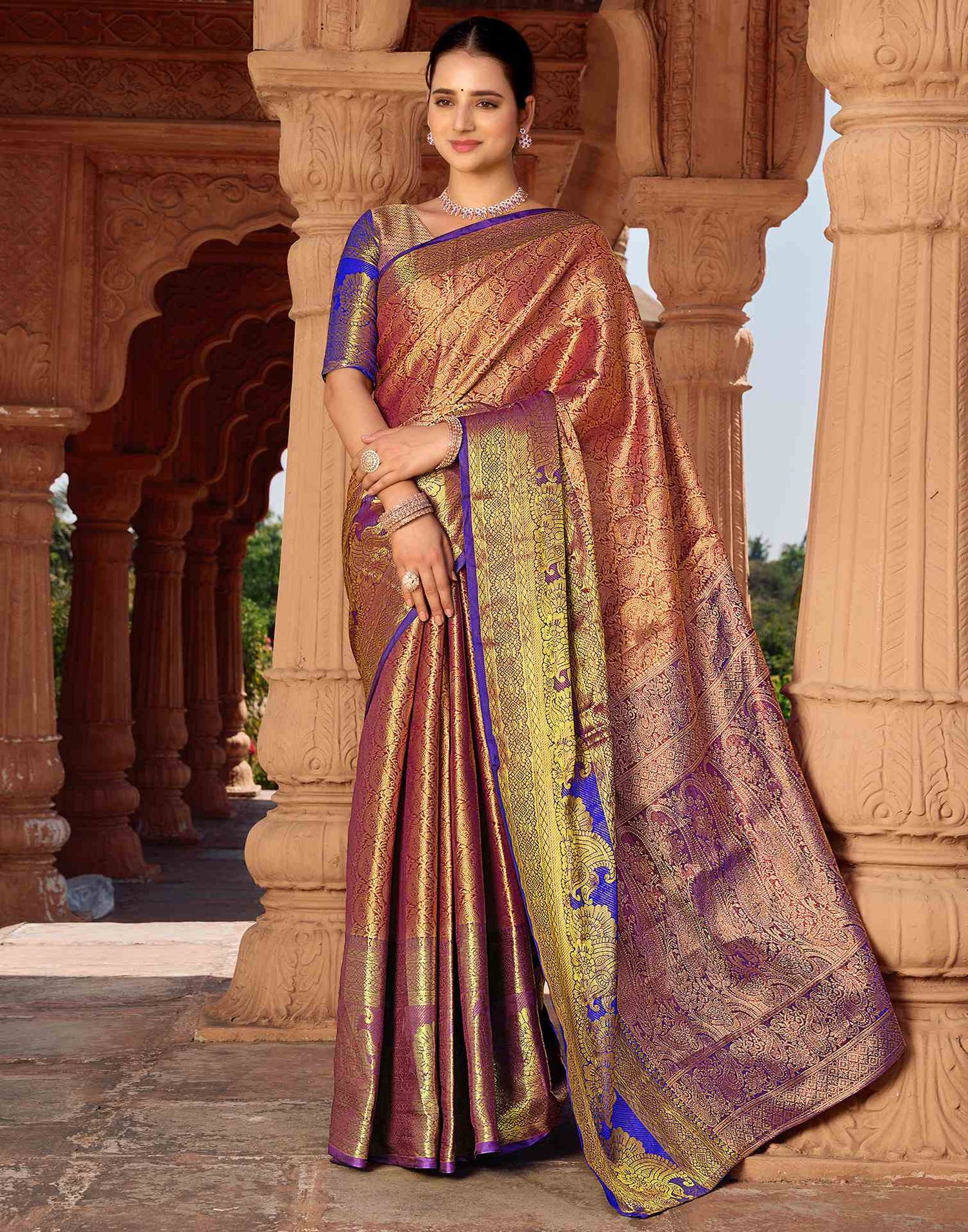 Pink Silk Woven Kanjivaram Saree