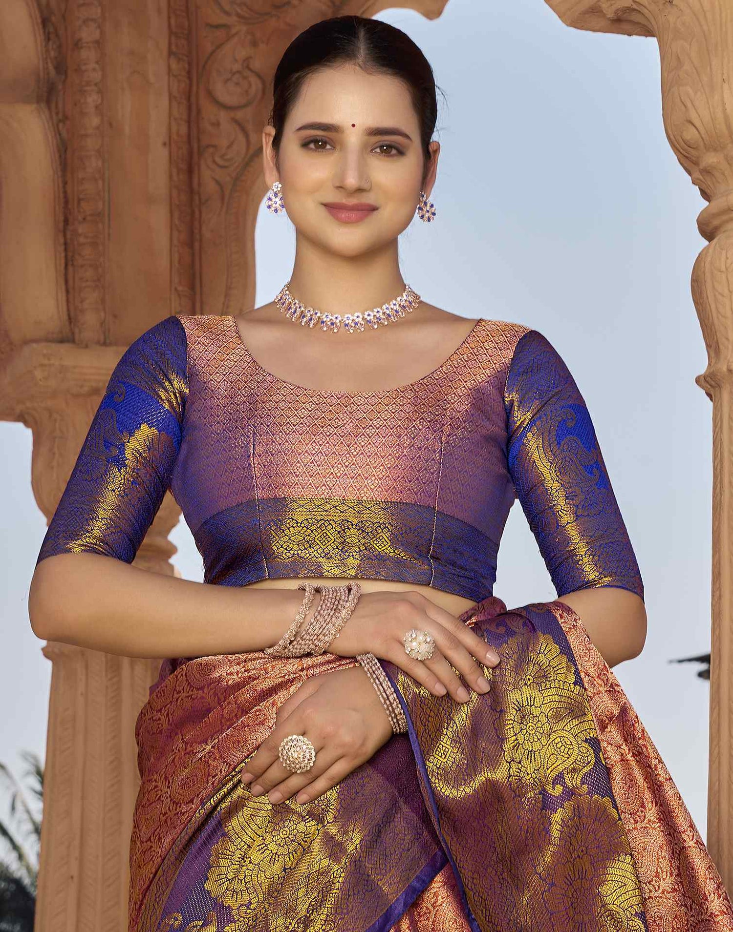 Maroon Silk Woven Kanjivaram Saree