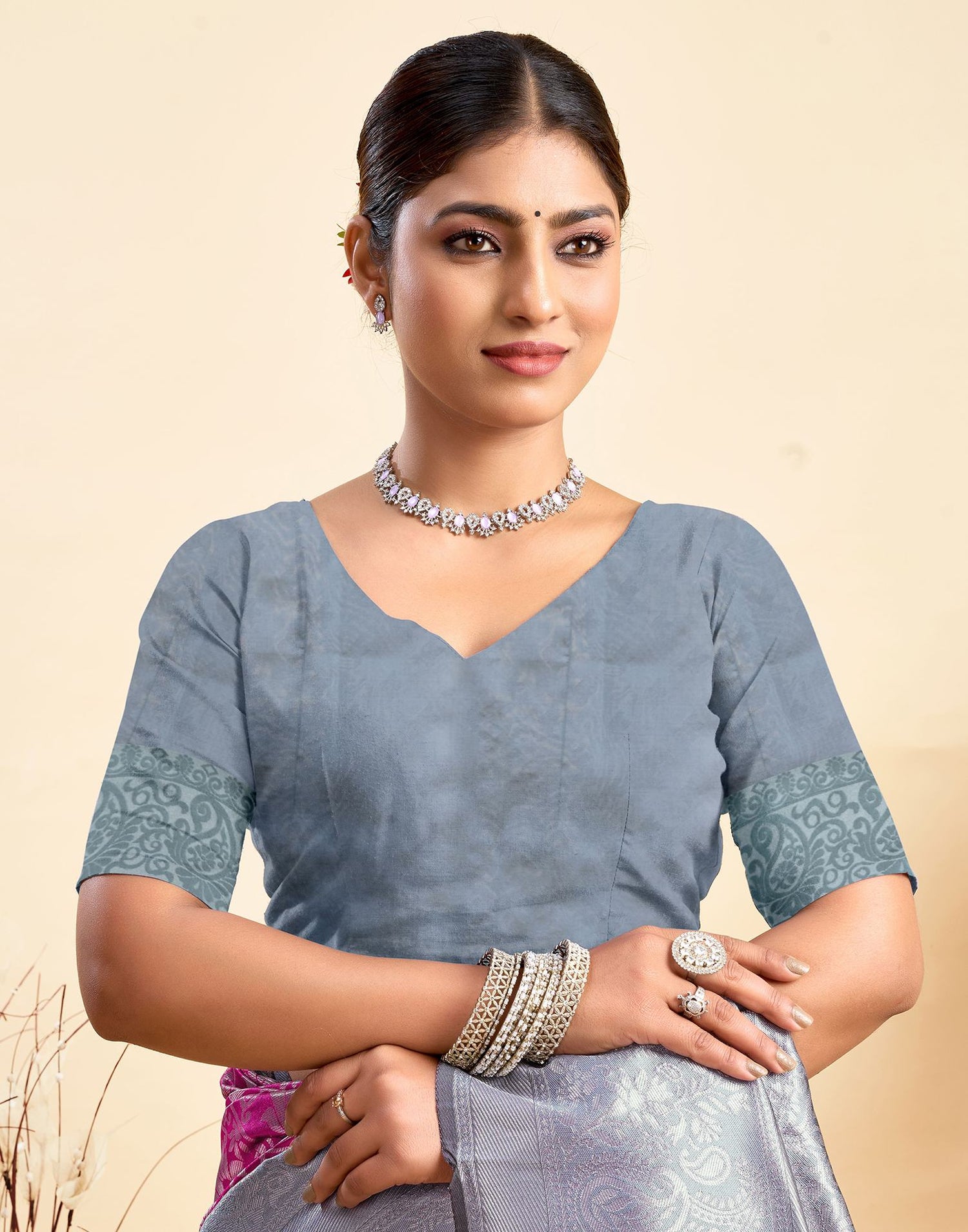 Magenta Silk Woven Banarasi Saree