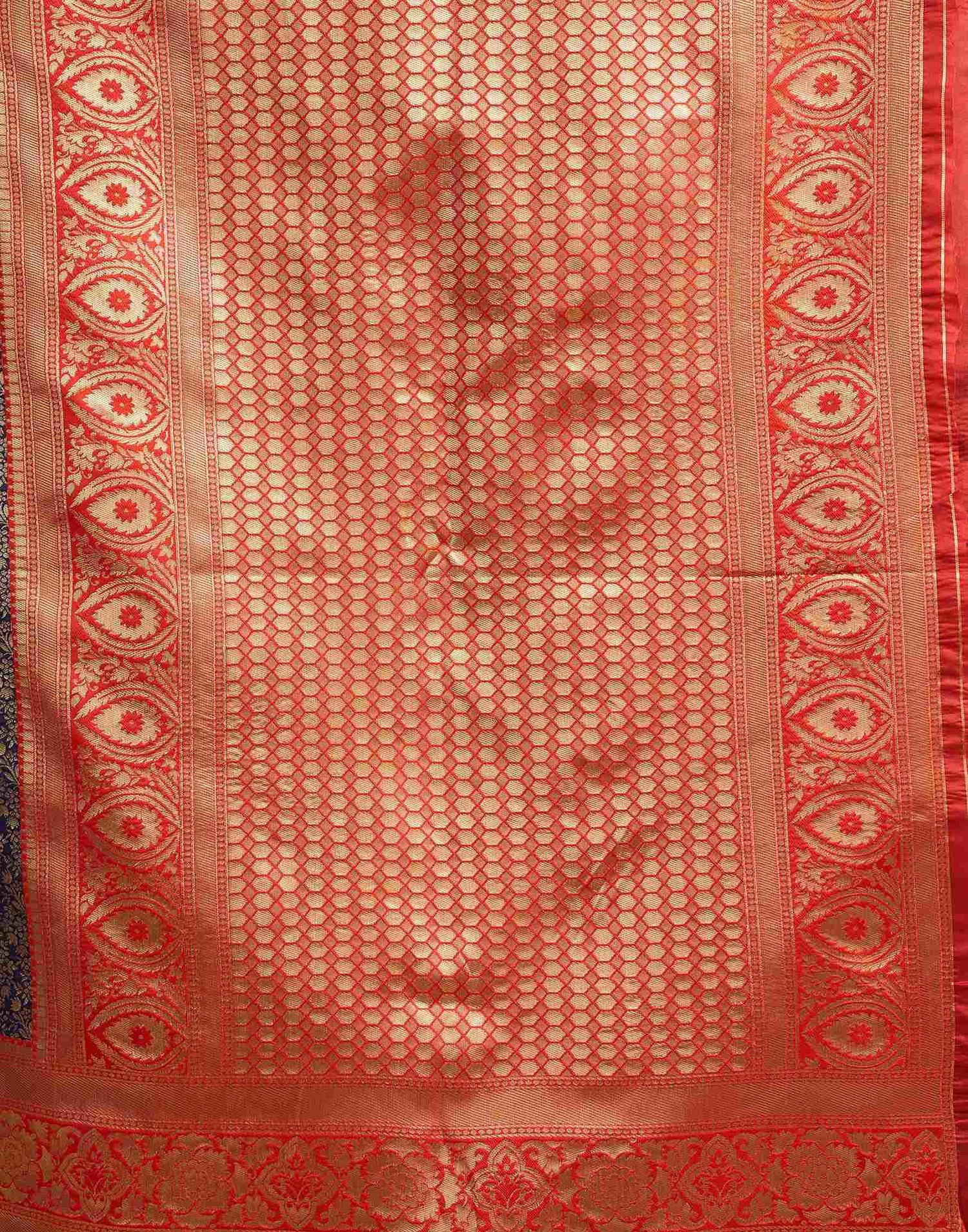 Navy Blue Silk Woven Banarasi Saree