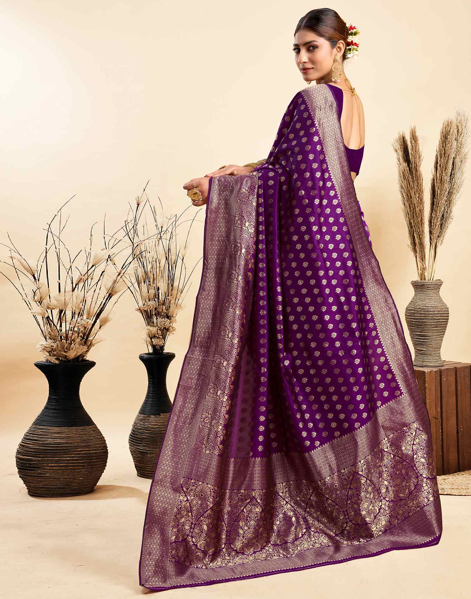 Purple Silk Woven Banarasi Saree