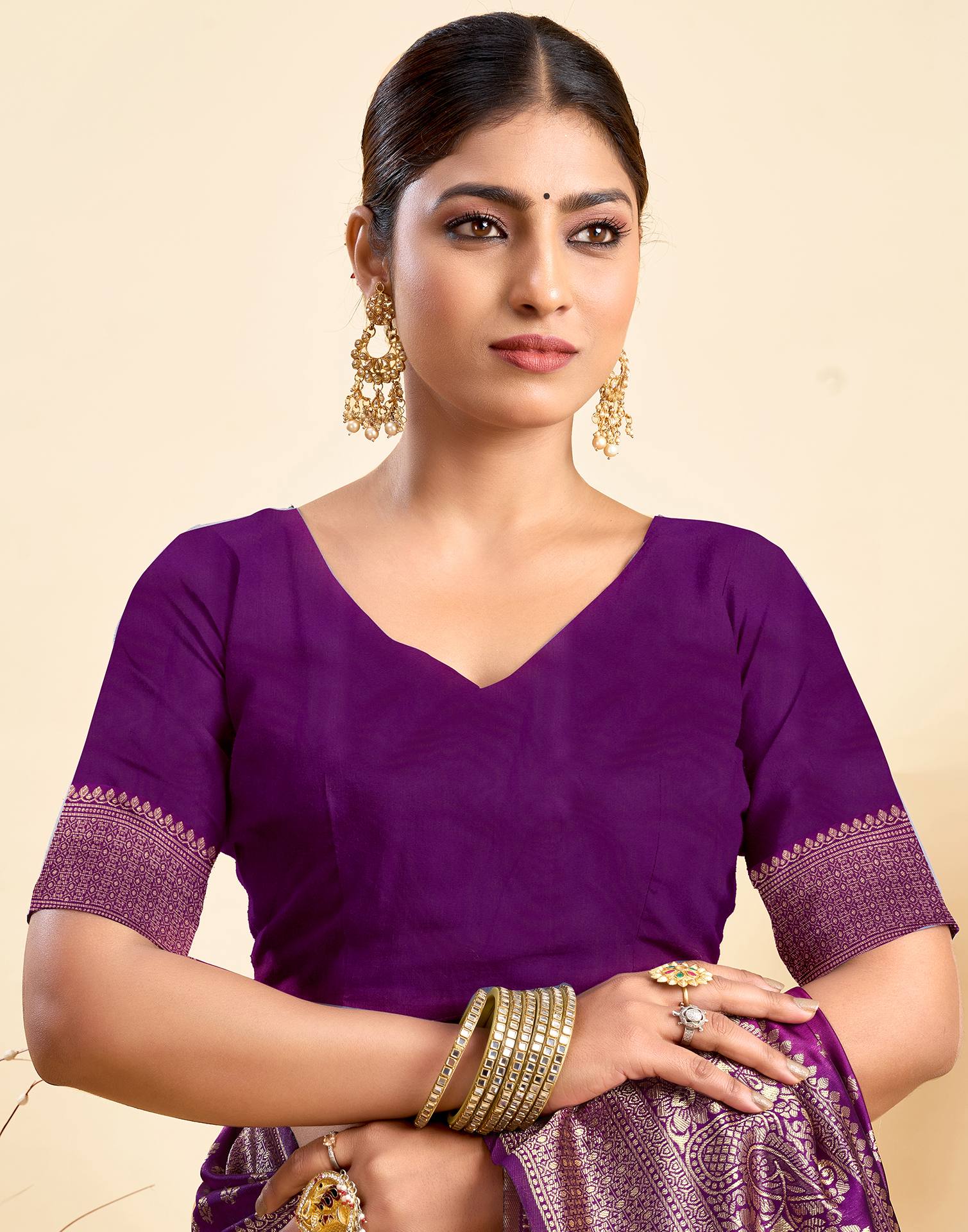 Purple Silk Woven Banarasi Saree