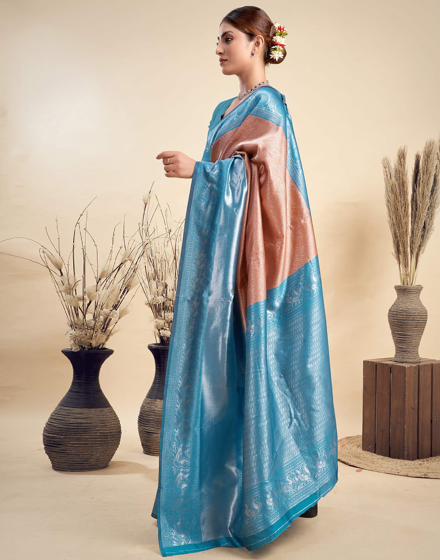 Brown Silk Woven Kanjivaram Saree