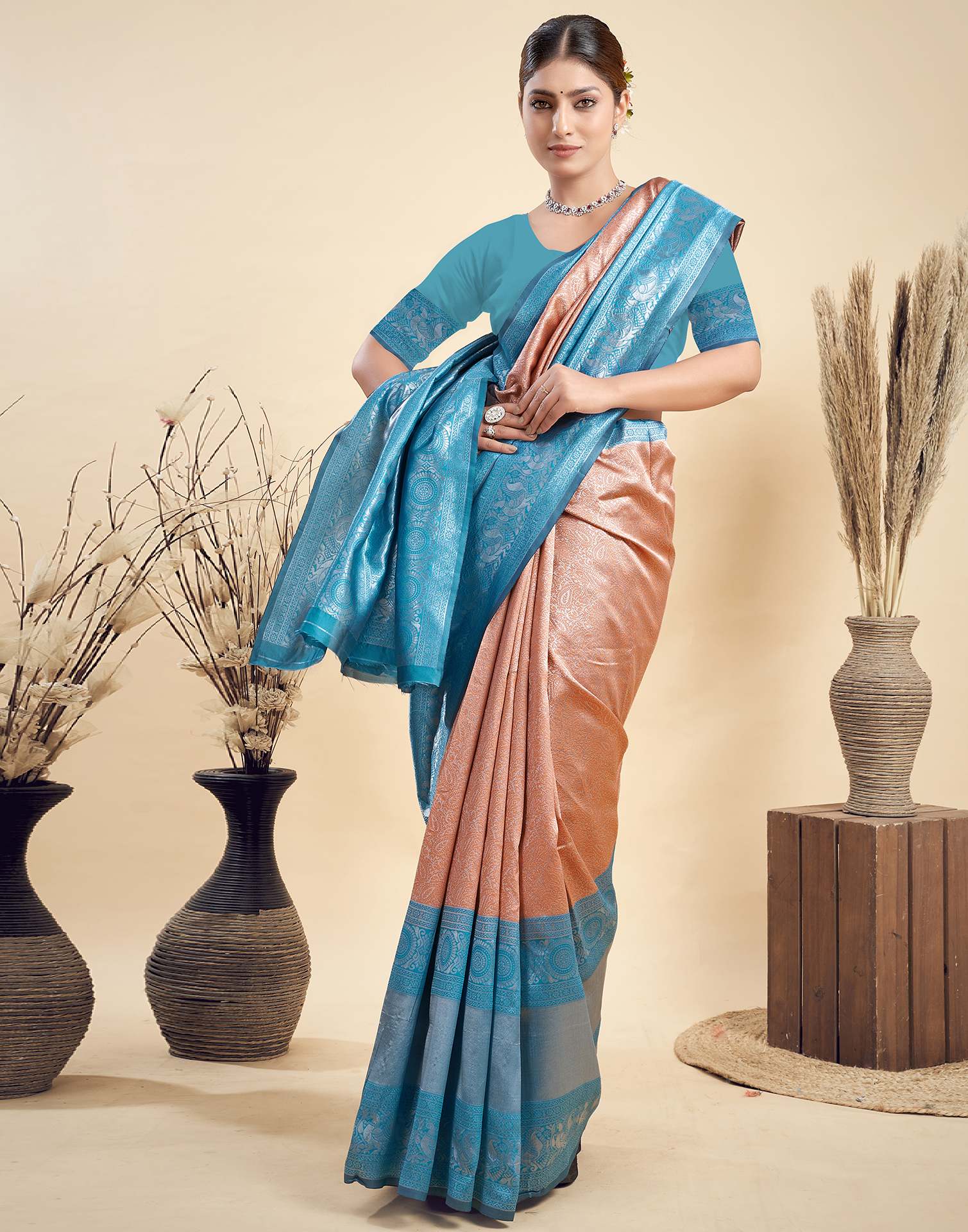 Brown Silk Woven Kanjivaram Saree