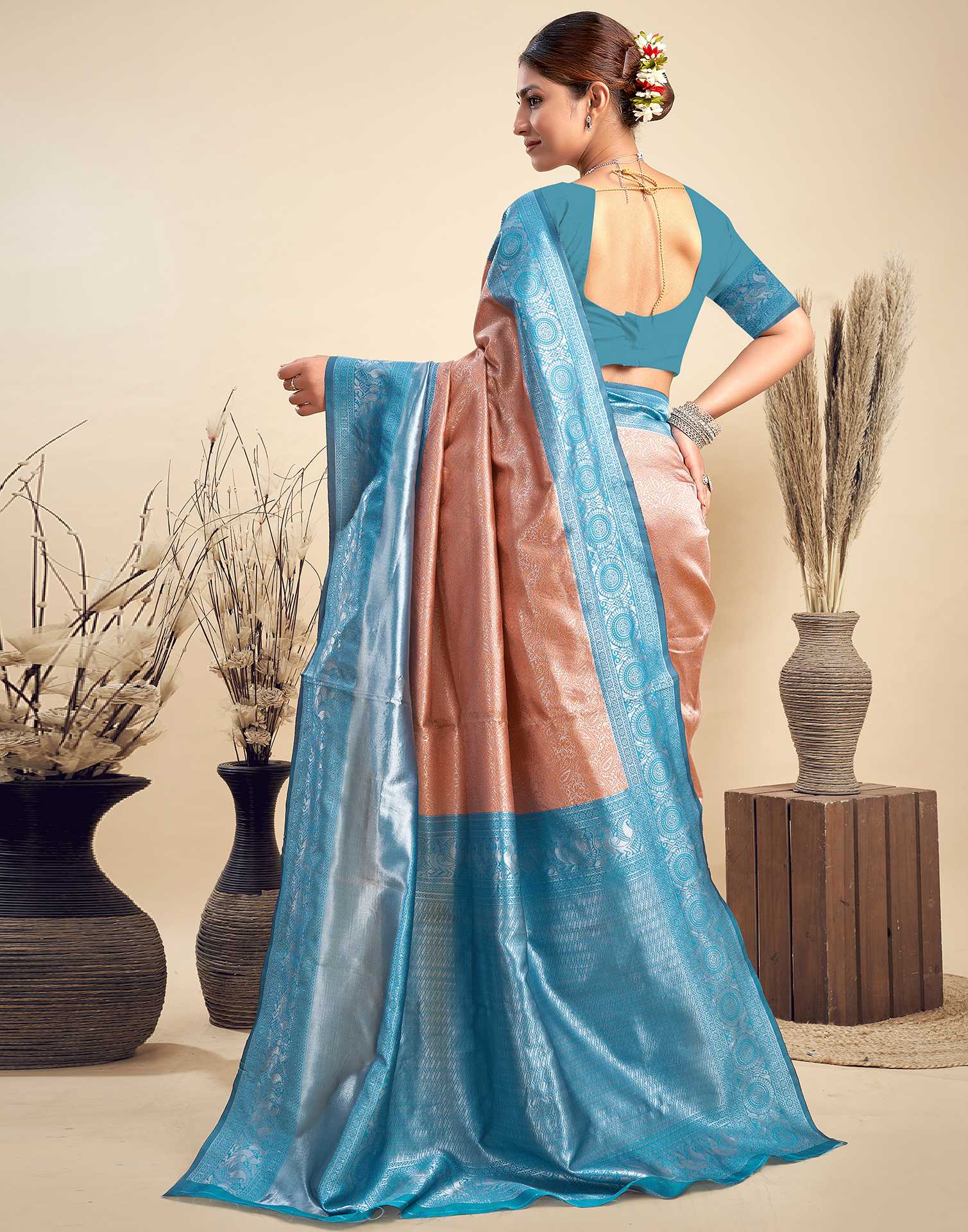 Brown Silk Woven Kanjivaram Saree