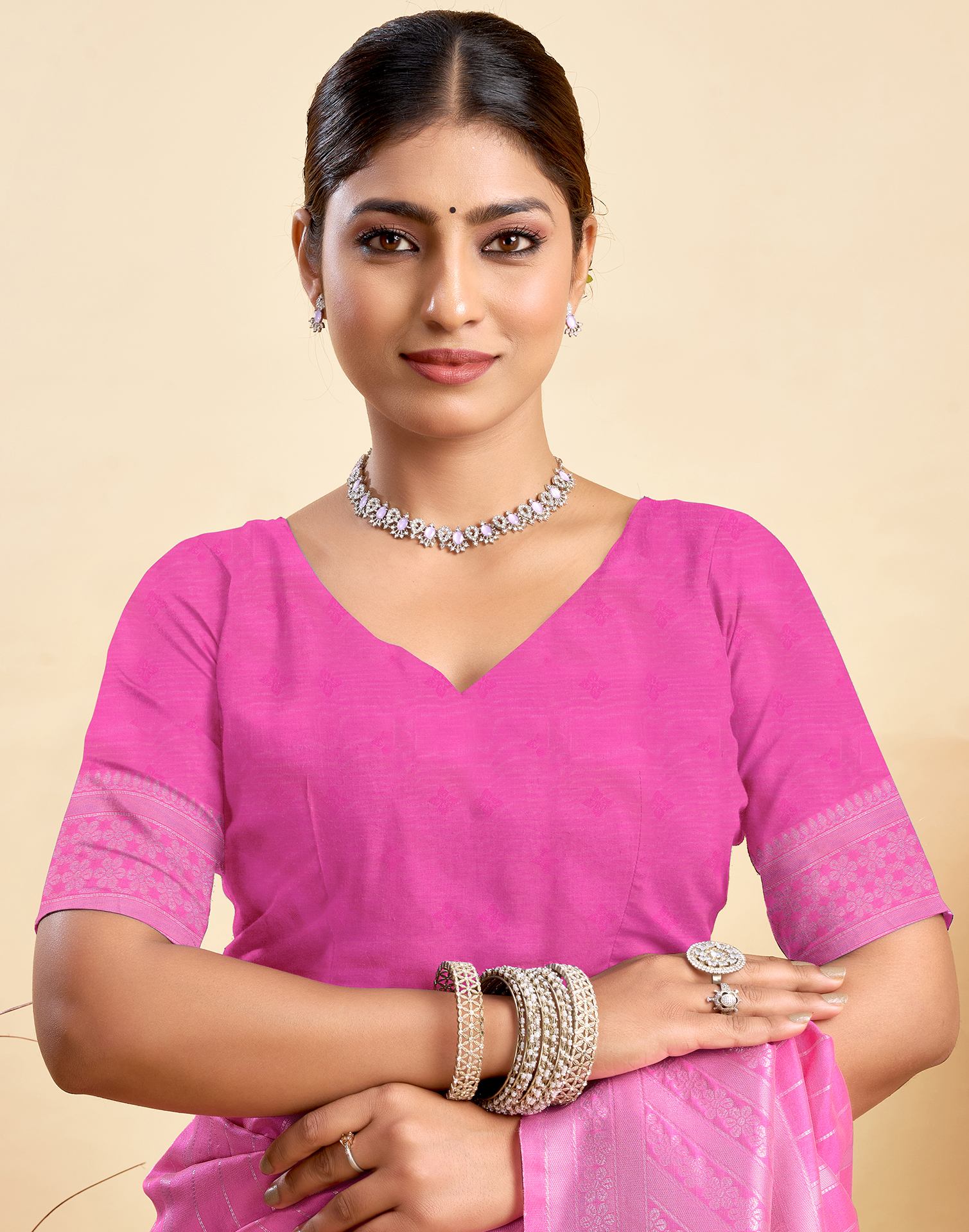 Pink Silk Woven Saree